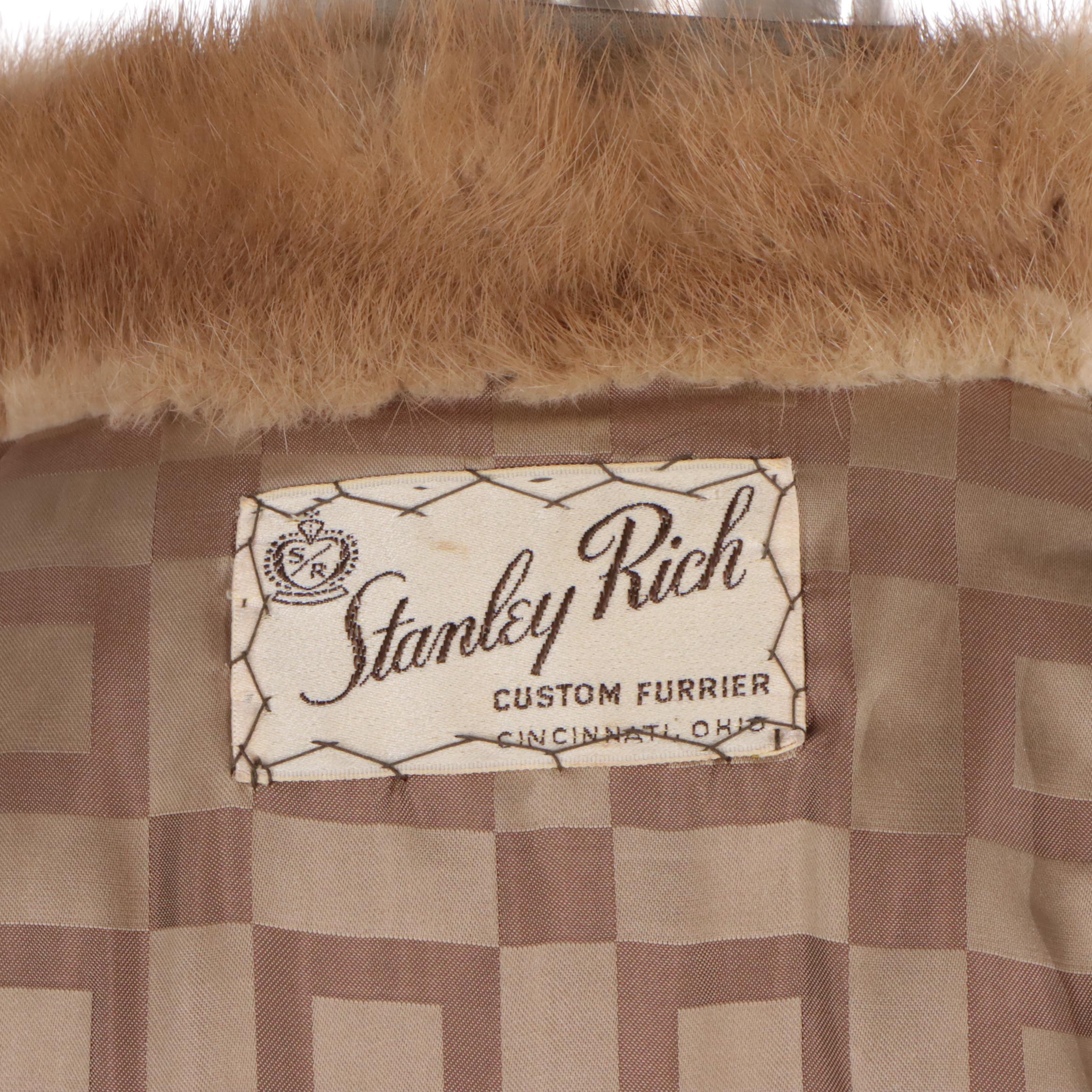 Pastel Mink Fur and Leather Semi-Fitted Belted Coat from Stanley Rich
