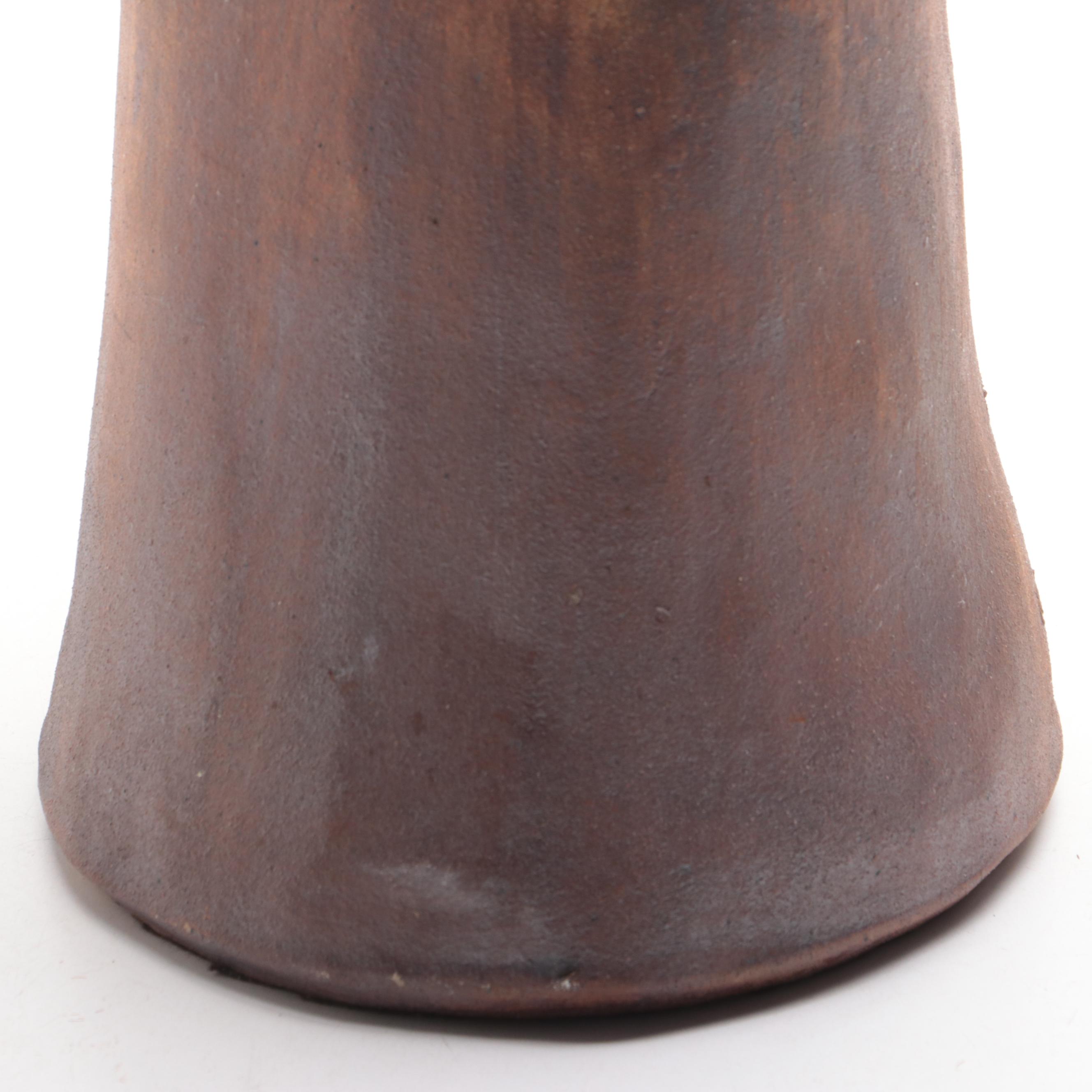 Lynn Hone Hand-Sculpted Stoneware Clay Southwest Figure with Pot, 1987