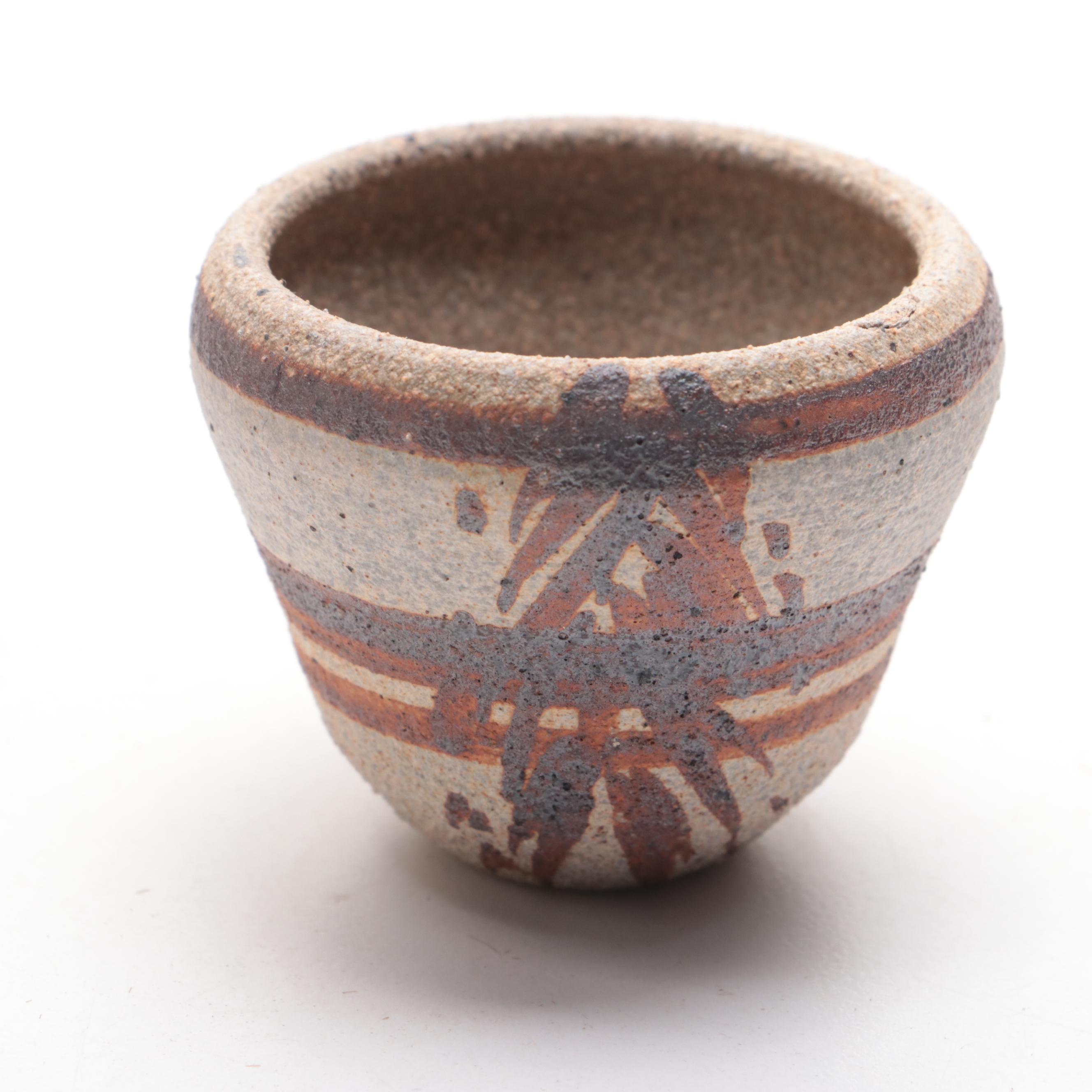 Lynn Hone Hand-Sculpted Stoneware Clay Southwest Figure with Pot, 1987