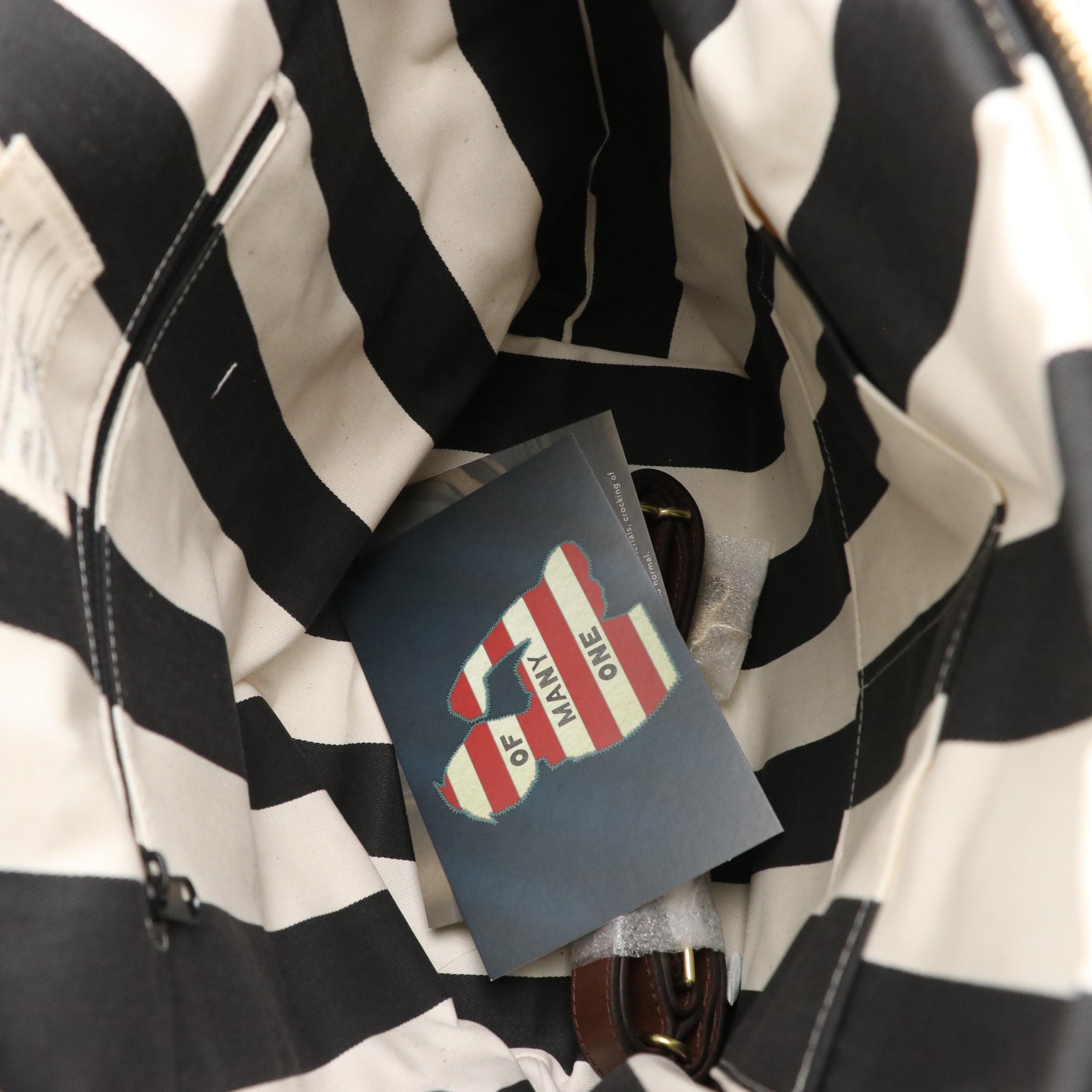 R. Riveter Harriet Two-Way Zip Tote in Yellow Canvas and Brown Leather Trim, NWT