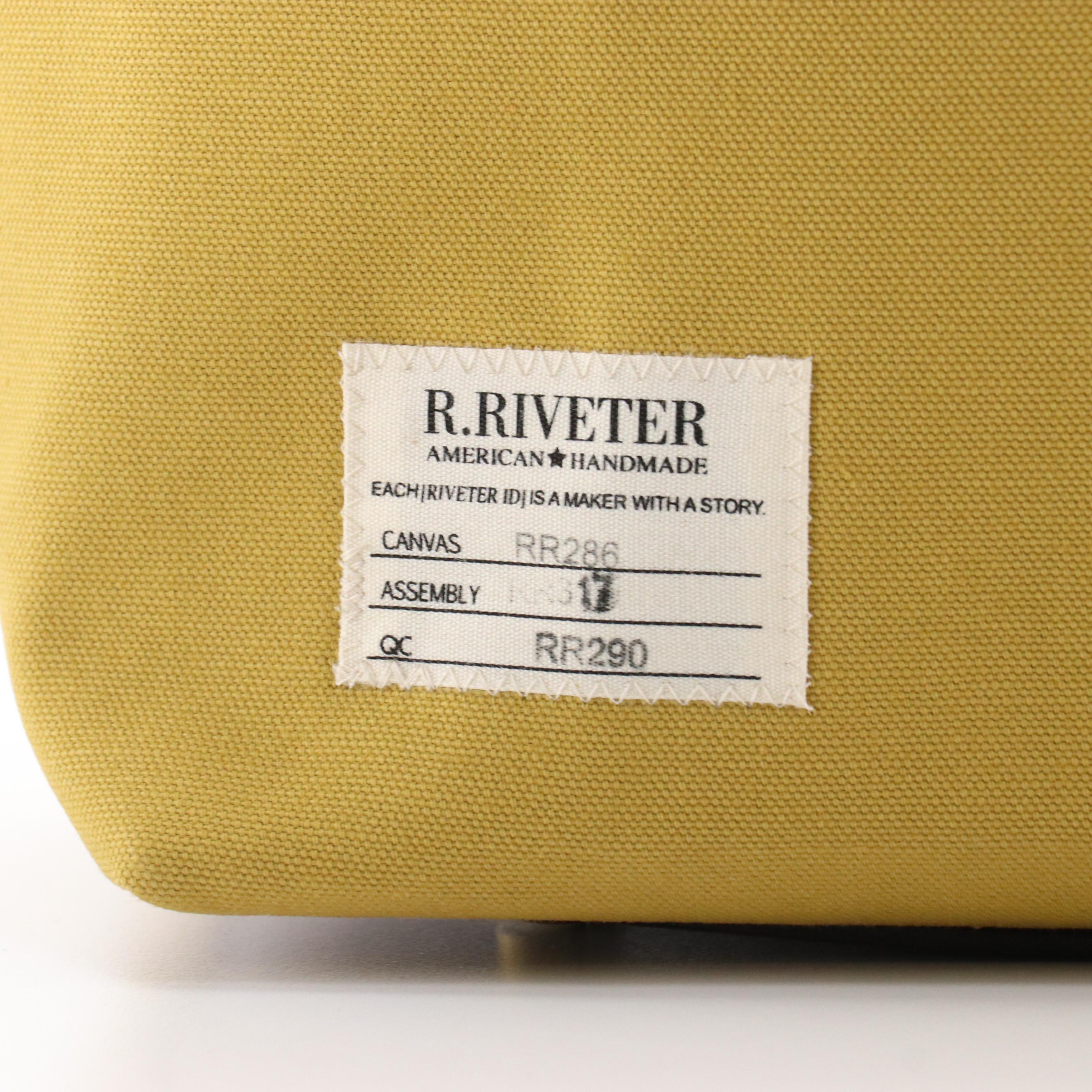 R. Riveter Harriet Two-Way Zip Tote in Yellow Canvas and Brown Leather Trim, NWT