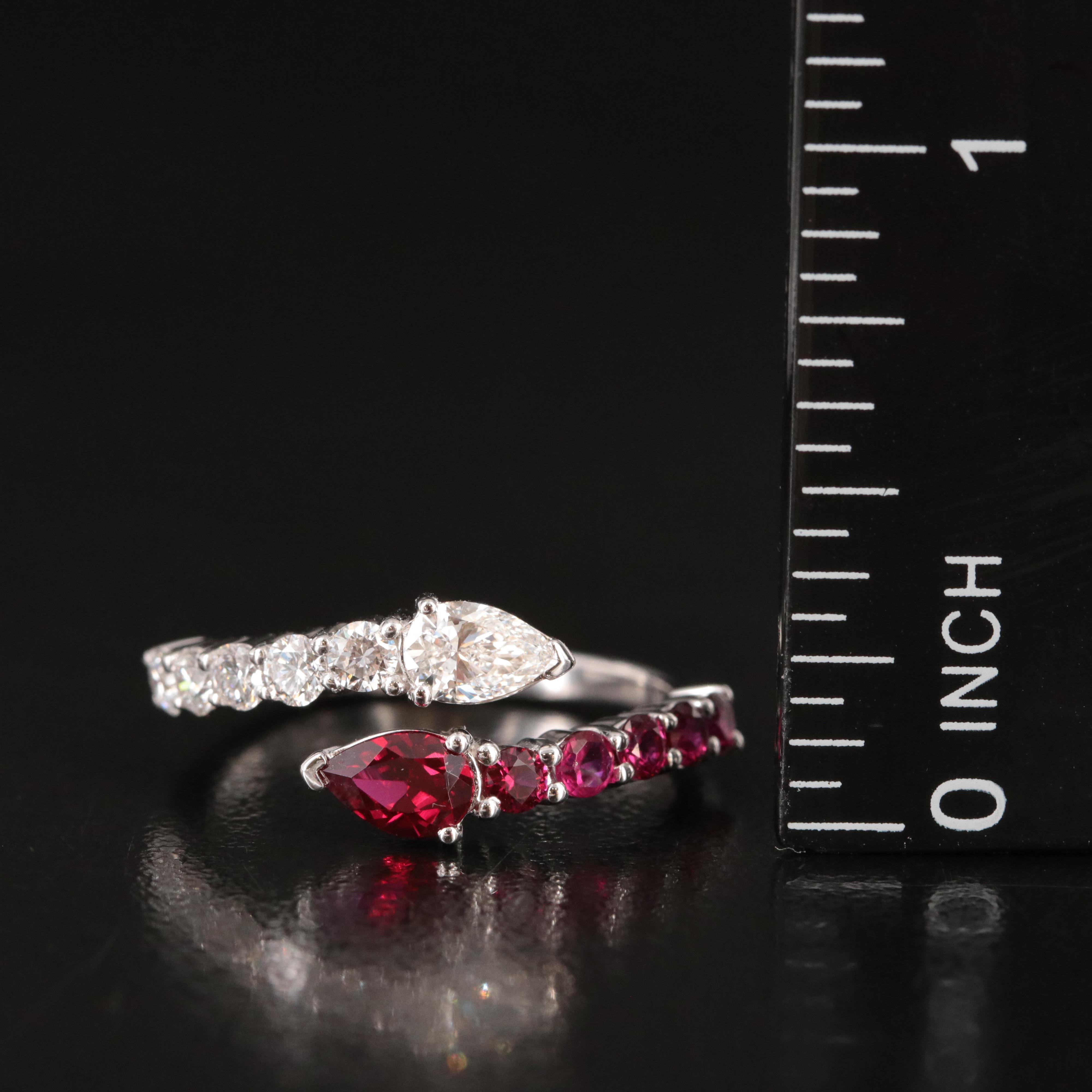 14K Lab Grown Diamond and Ruby Bypass Ring