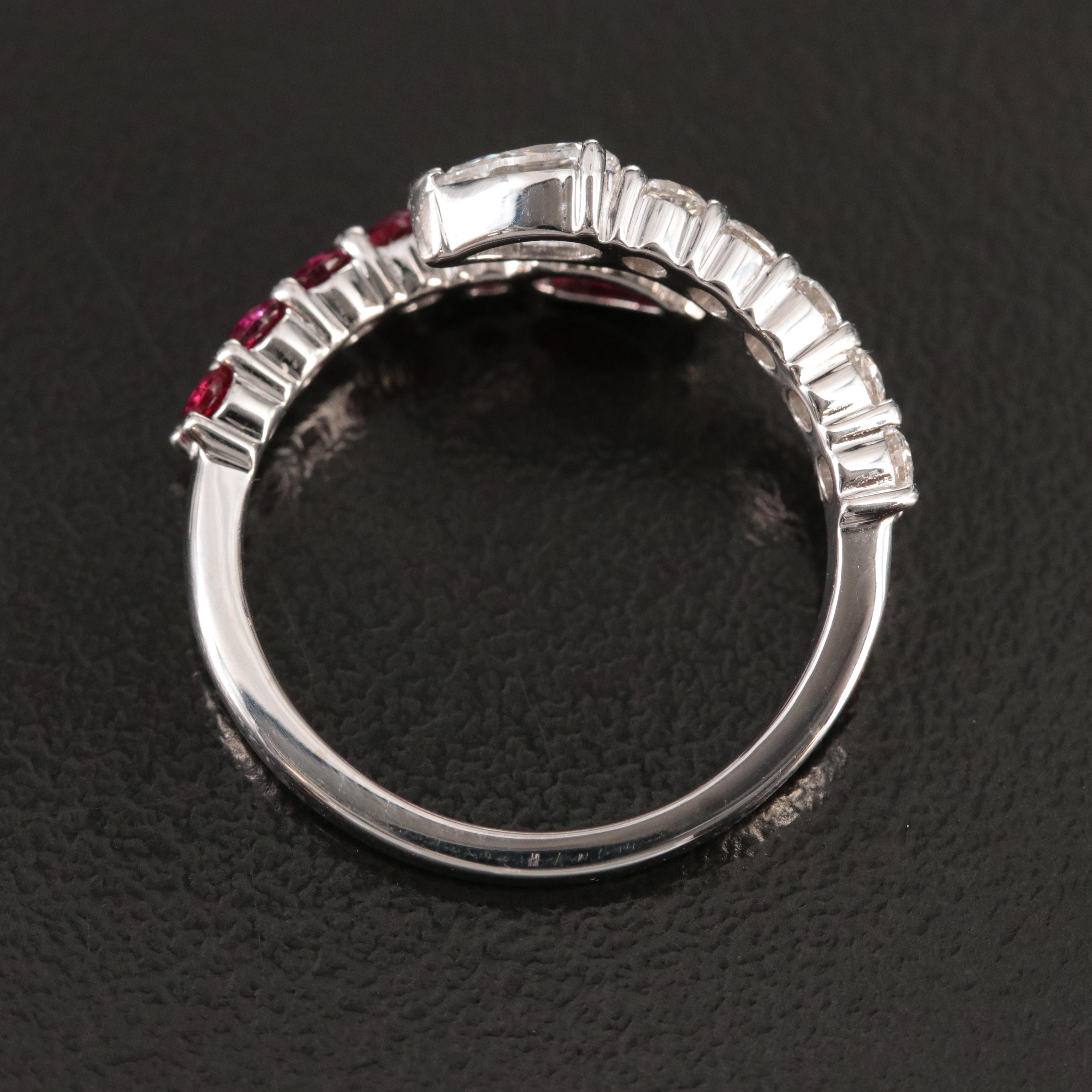 14K Lab Grown Diamond and Ruby Bypass Ring