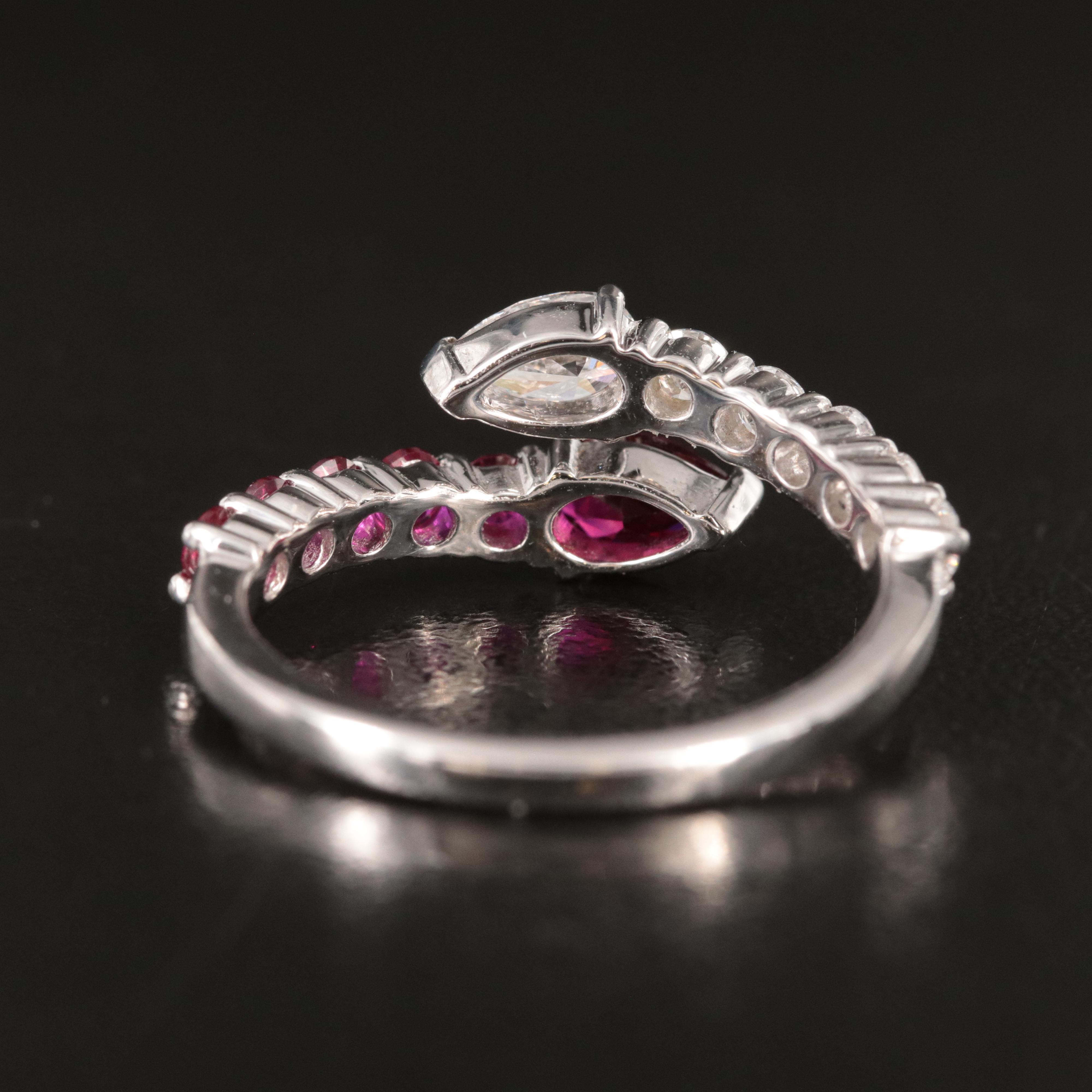 14K Lab Grown Diamond and Ruby Bypass Ring