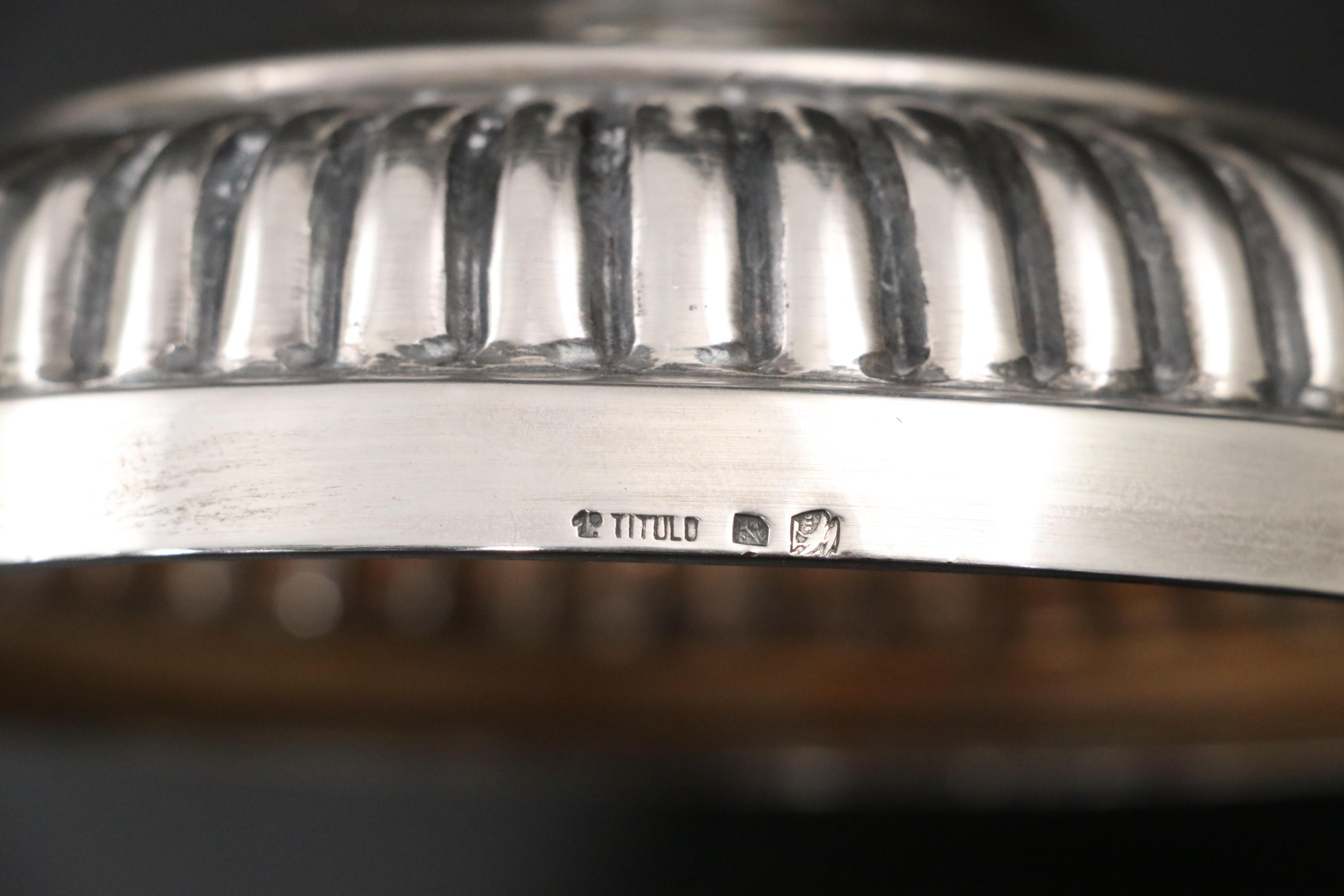 Portuguese Titulo 916 Silver Candelabra with Silver Plate Tray