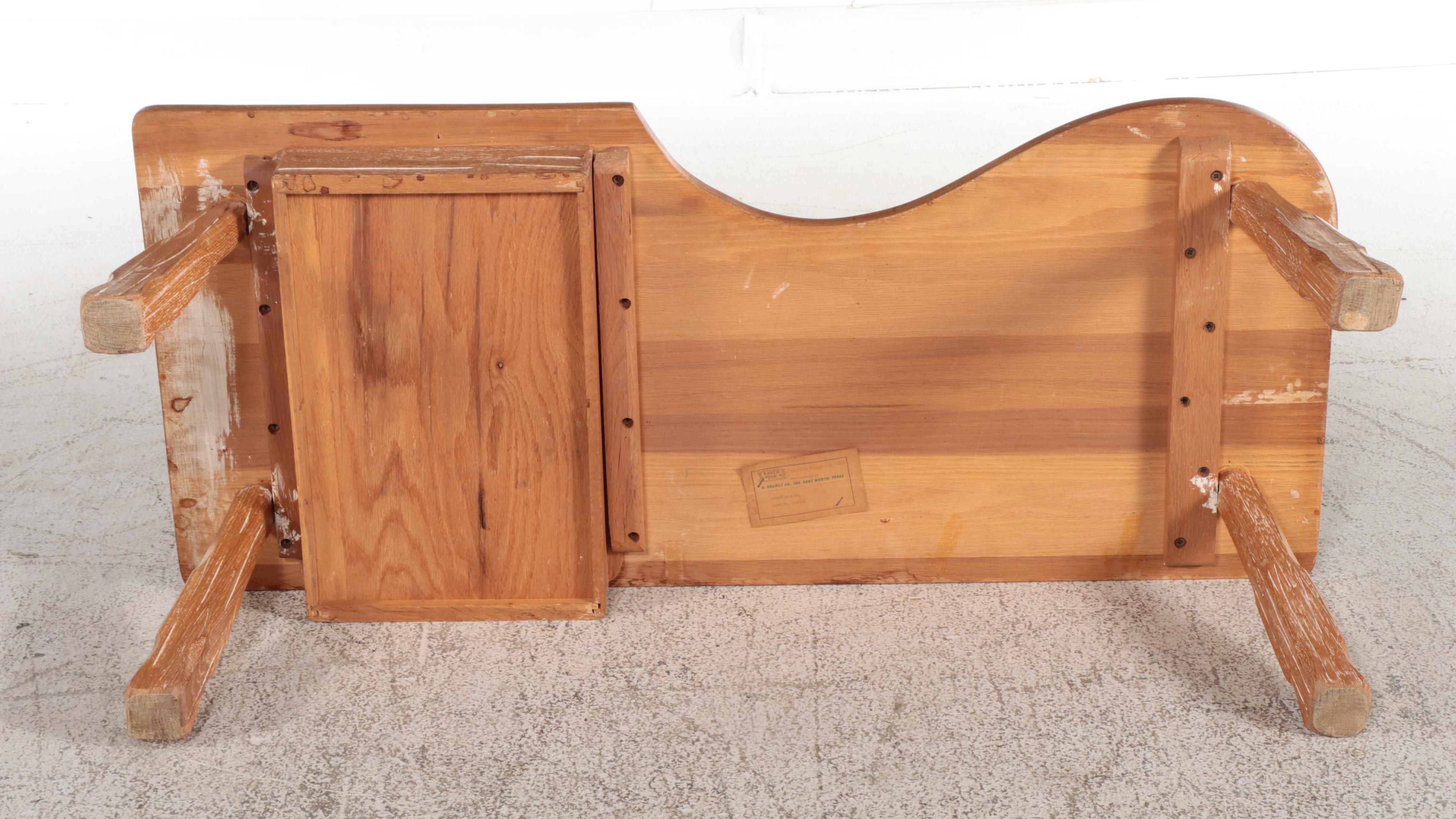 A. Brandt Company "Ranch Oak" Cobbler's-Bench-Form Coffee Table