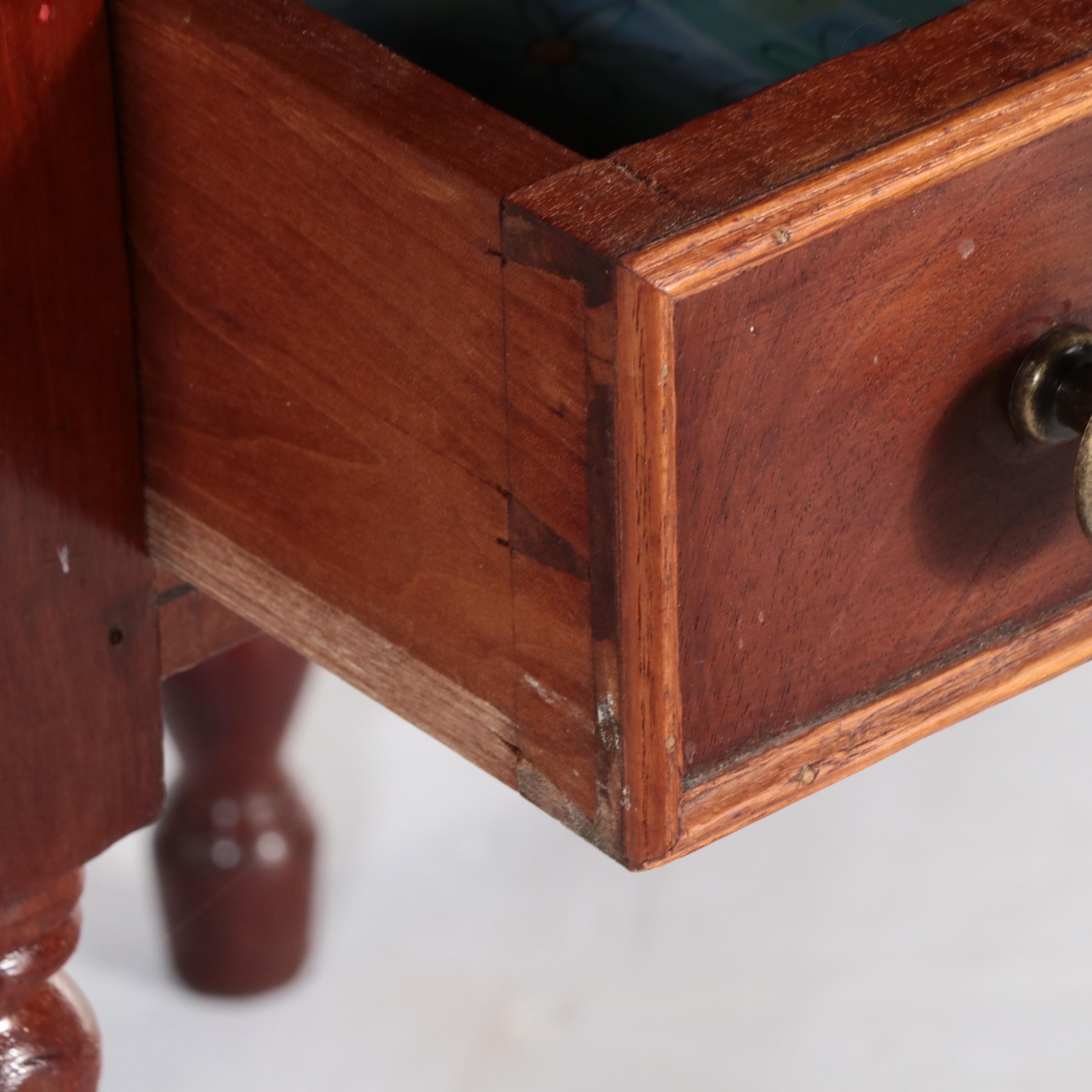 American Primitive Cherrywood and Mahogany Drop-Leaf Side Table, 19th Century