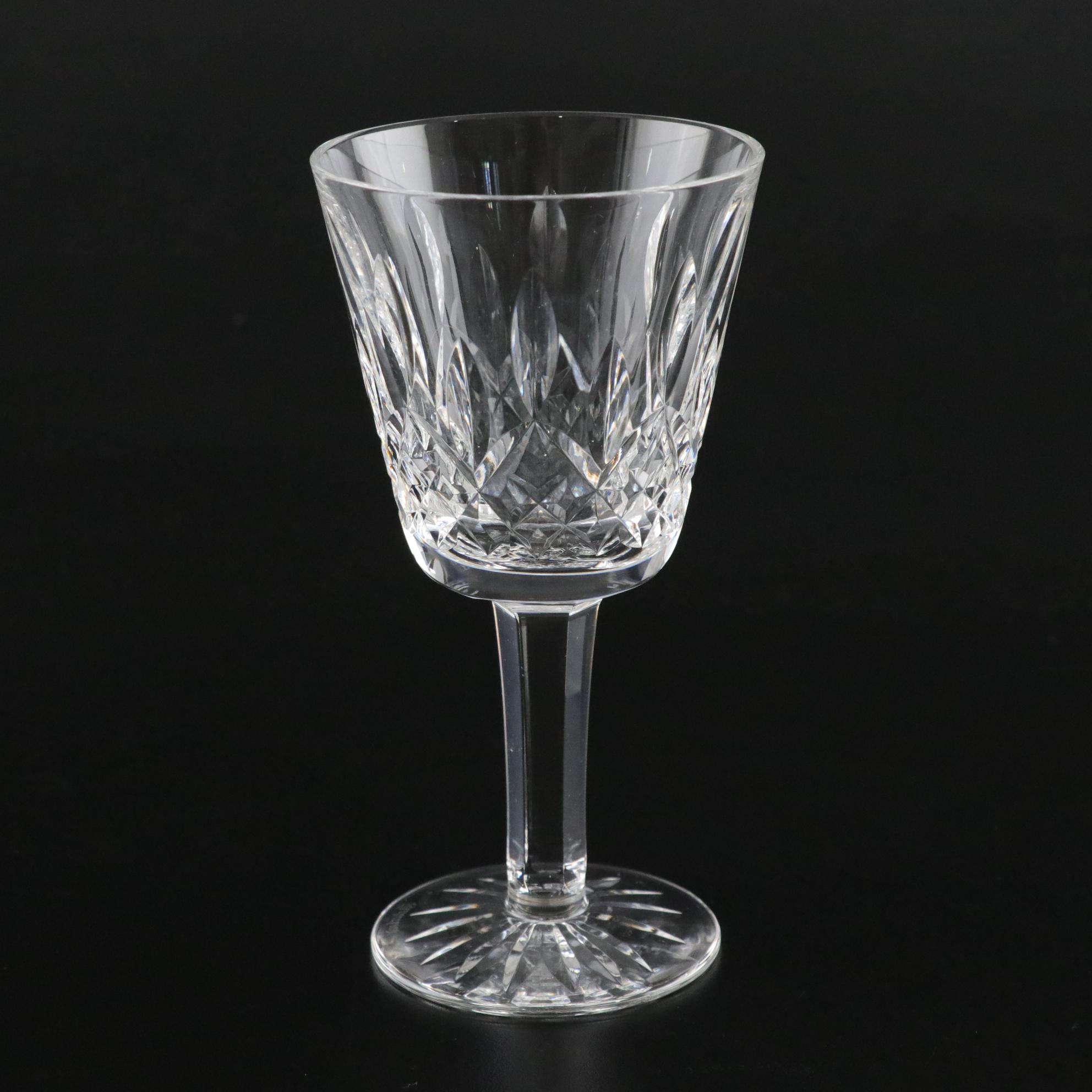 Waterford "Lismore" Crystal Claret Wine Glasses, Set of Seven