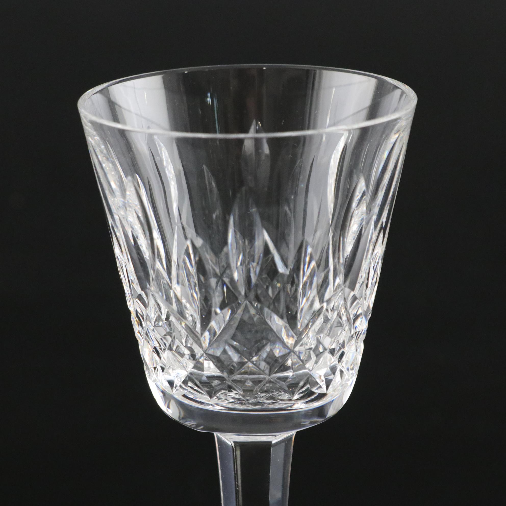 Waterford "Lismore" Crystal Claret Wine Glasses, Set of Seven