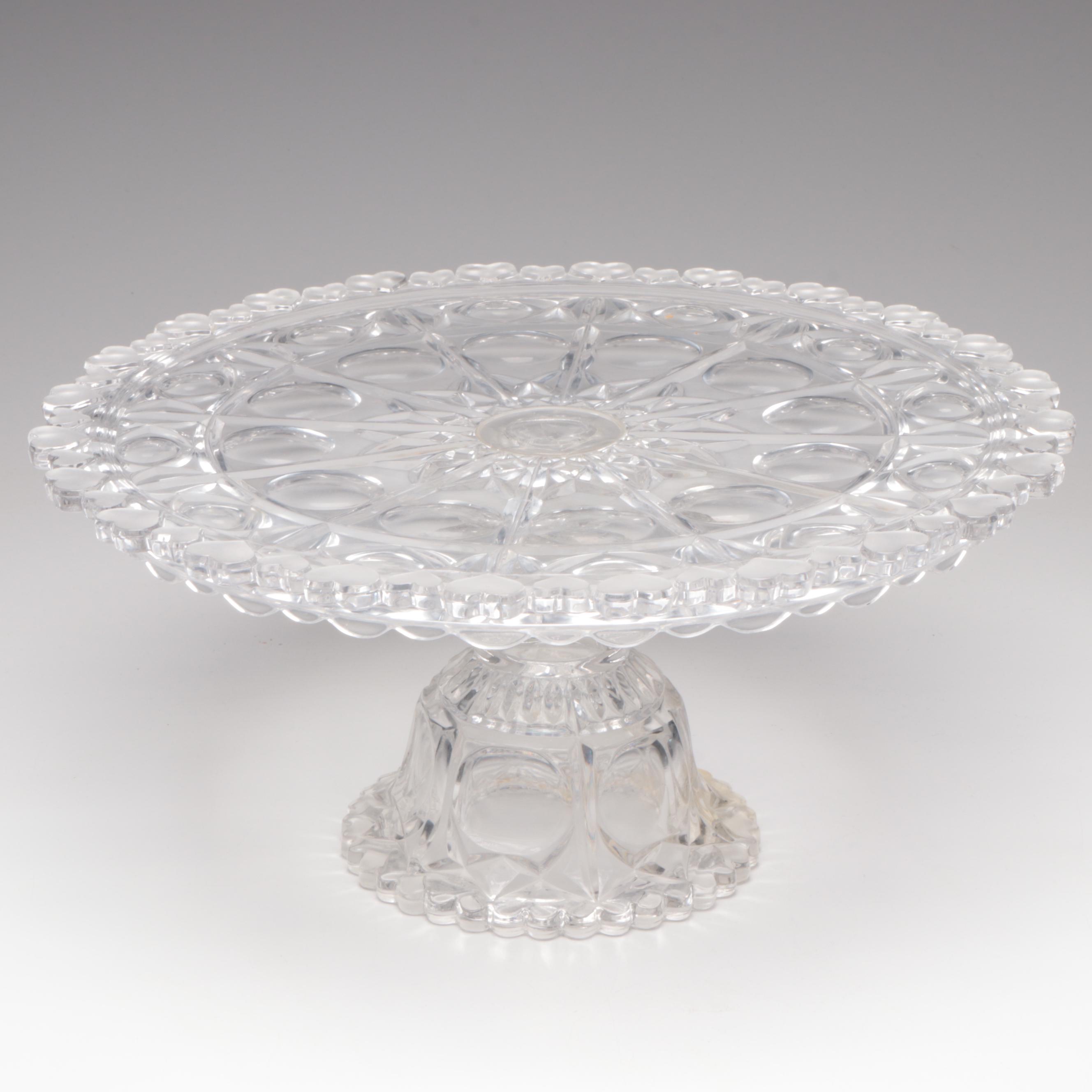 Crystal Heart Motif Cake Stand with Bohemian Cut to Clear Tray and Ash Receiver