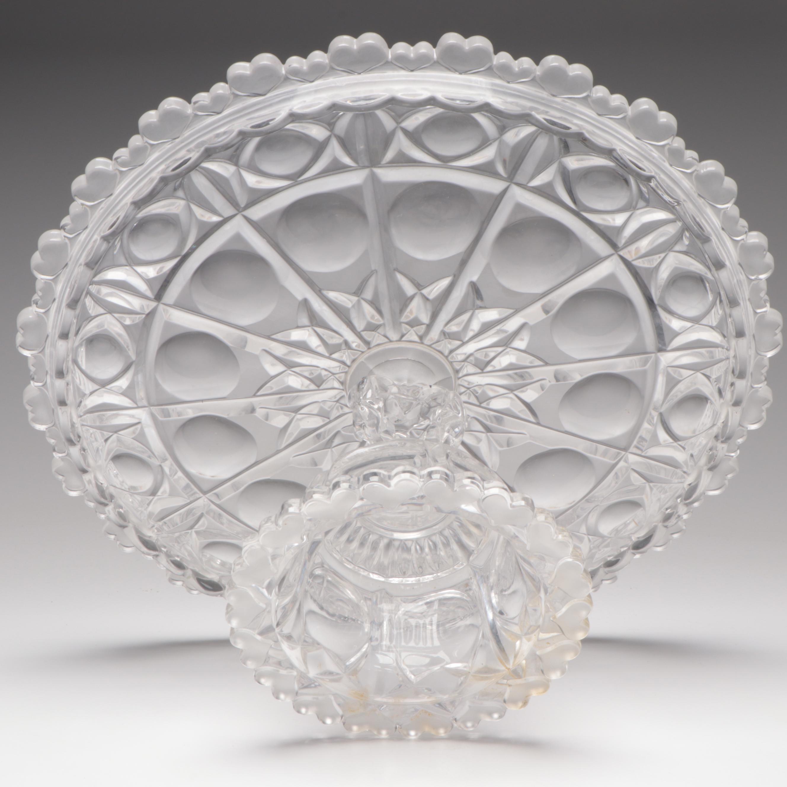 Crystal Heart Motif Cake Stand with Bohemian Cut to Clear Tray and Ash Receiver