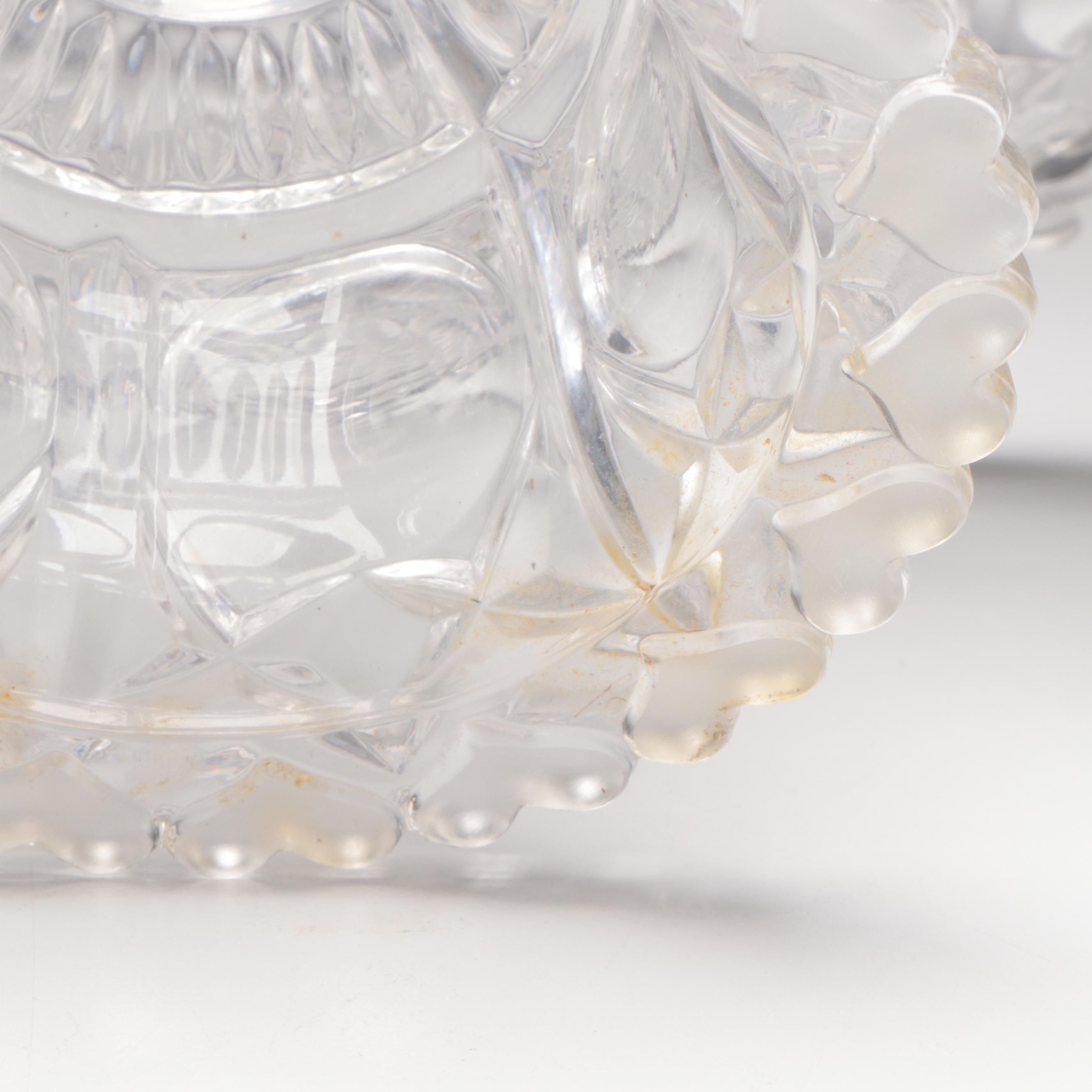 Crystal Heart Motif Cake Stand with Bohemian Cut to Clear Tray and Ash Receiver