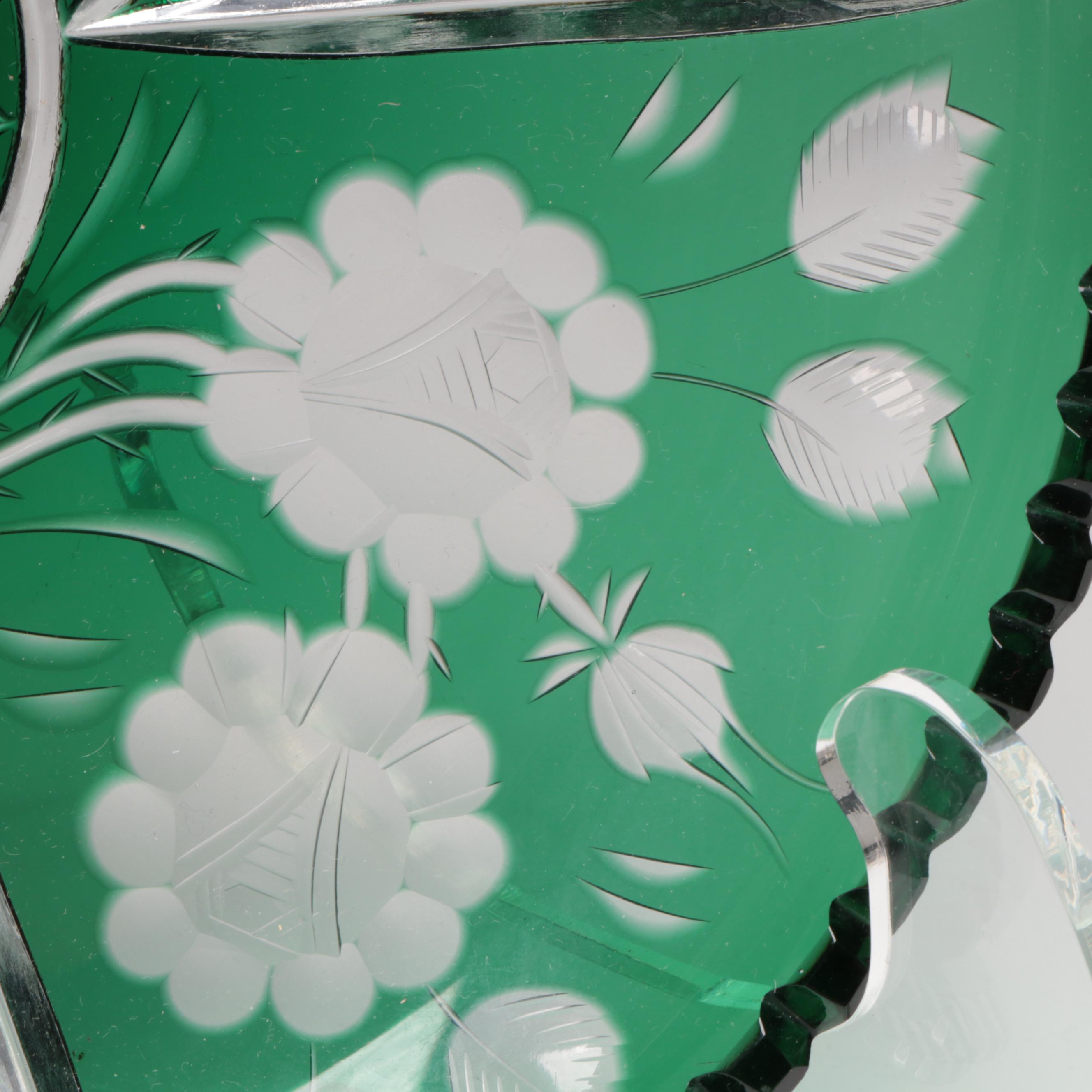 Crystal Heart Motif Cake Stand with Bohemian Cut to Clear Tray and Ash Receiver