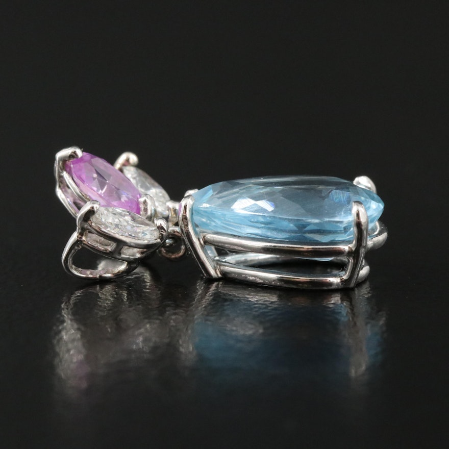 Platinum Aquamarine, Sapphire and Diamond Pendant | EBTH