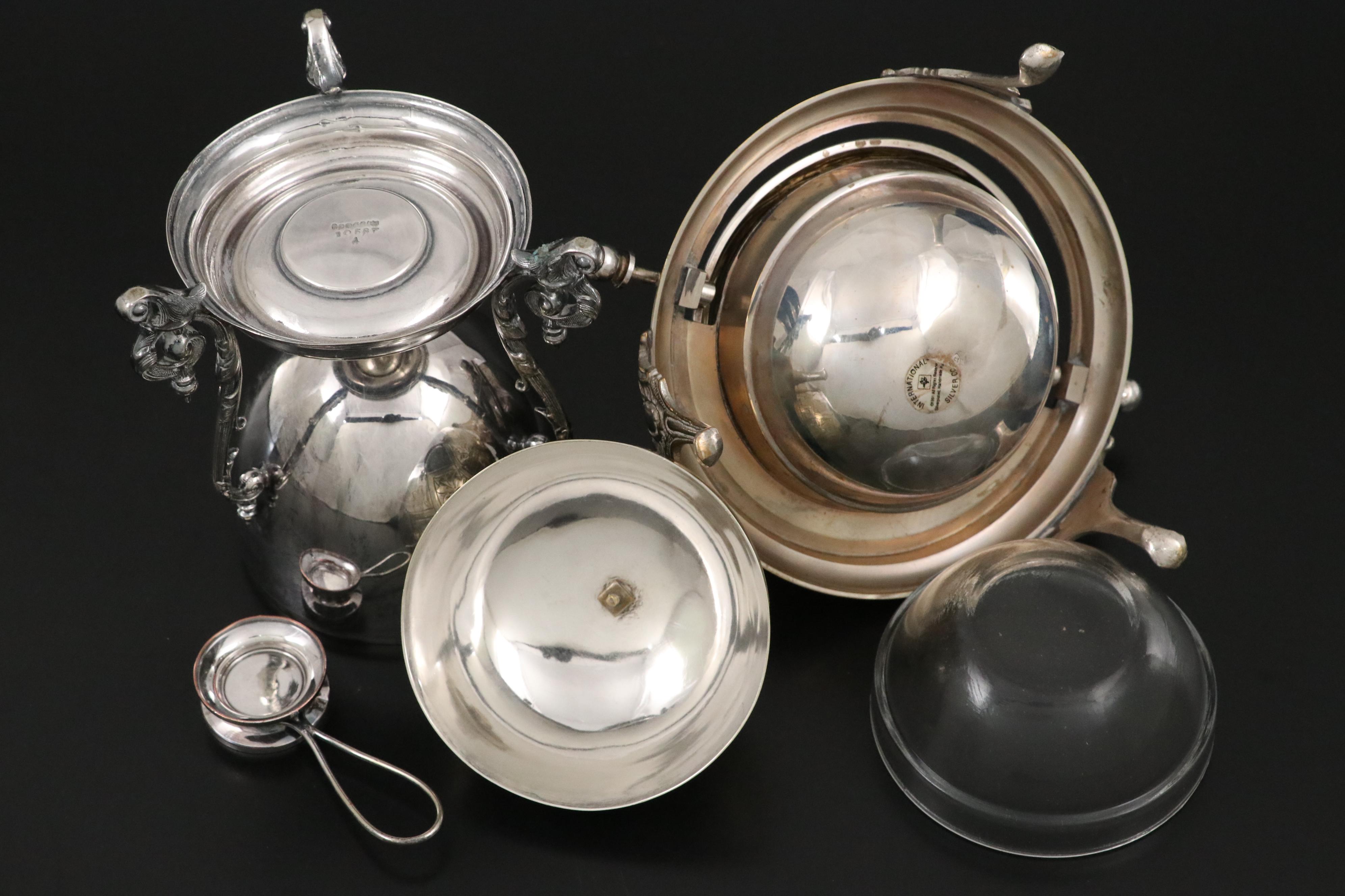 Victorian Style English Silver Plate Egg Coddler with Other Serving Pieces