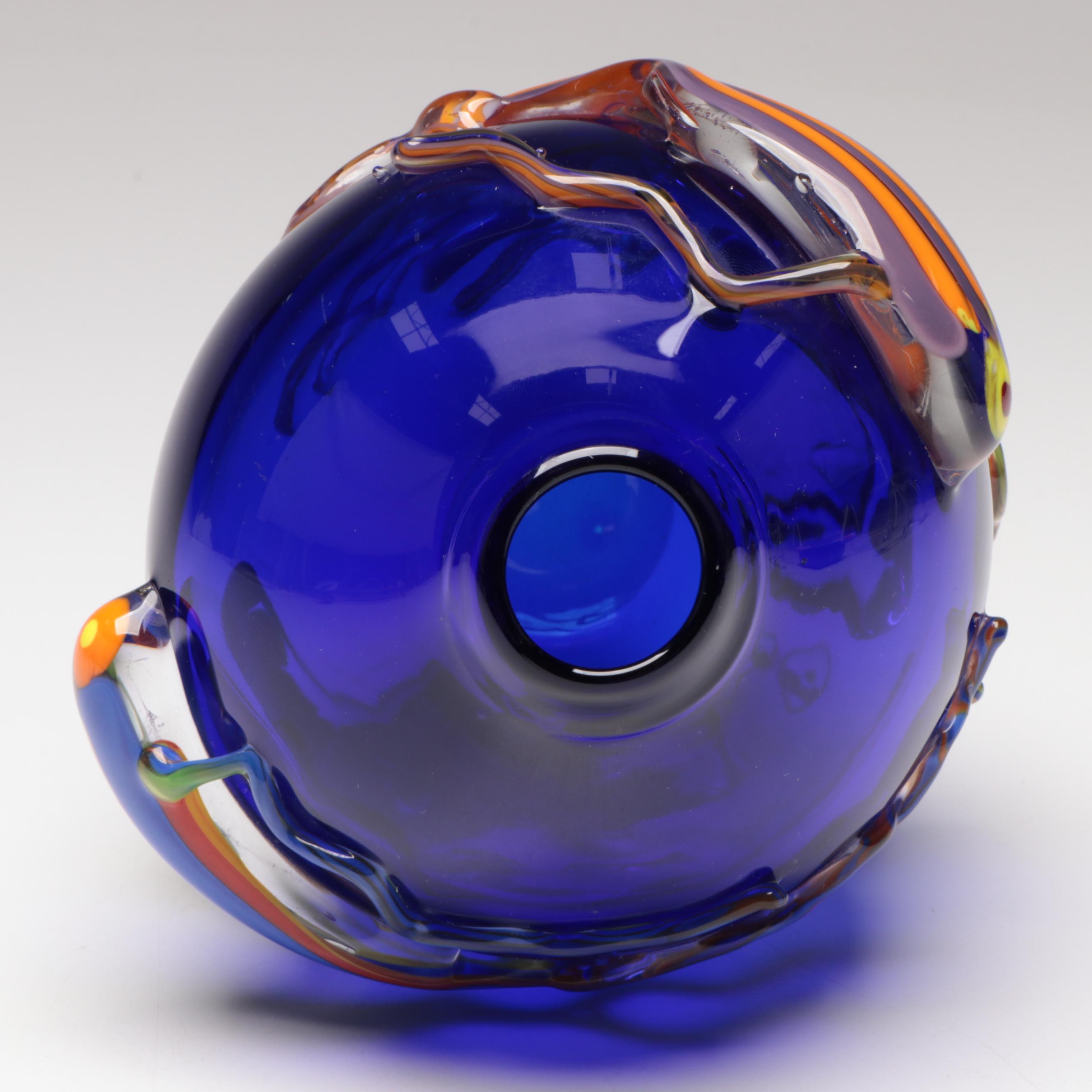 Lewis Haynes Hand-Blown Studio Art Glass Vase, 1990
