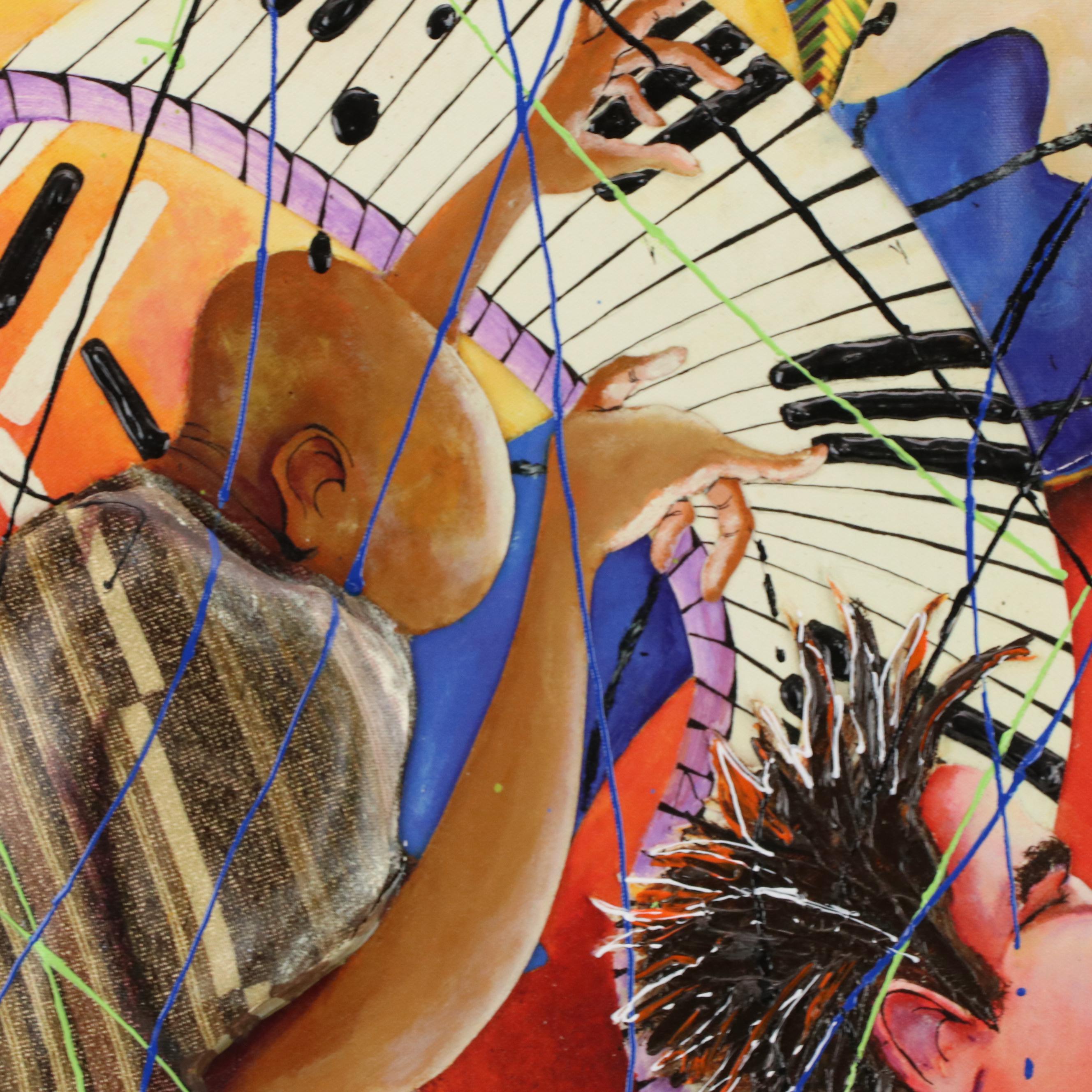 Marcus Glenn Embellished Dimensional Giclée "Three Is Better Than One"