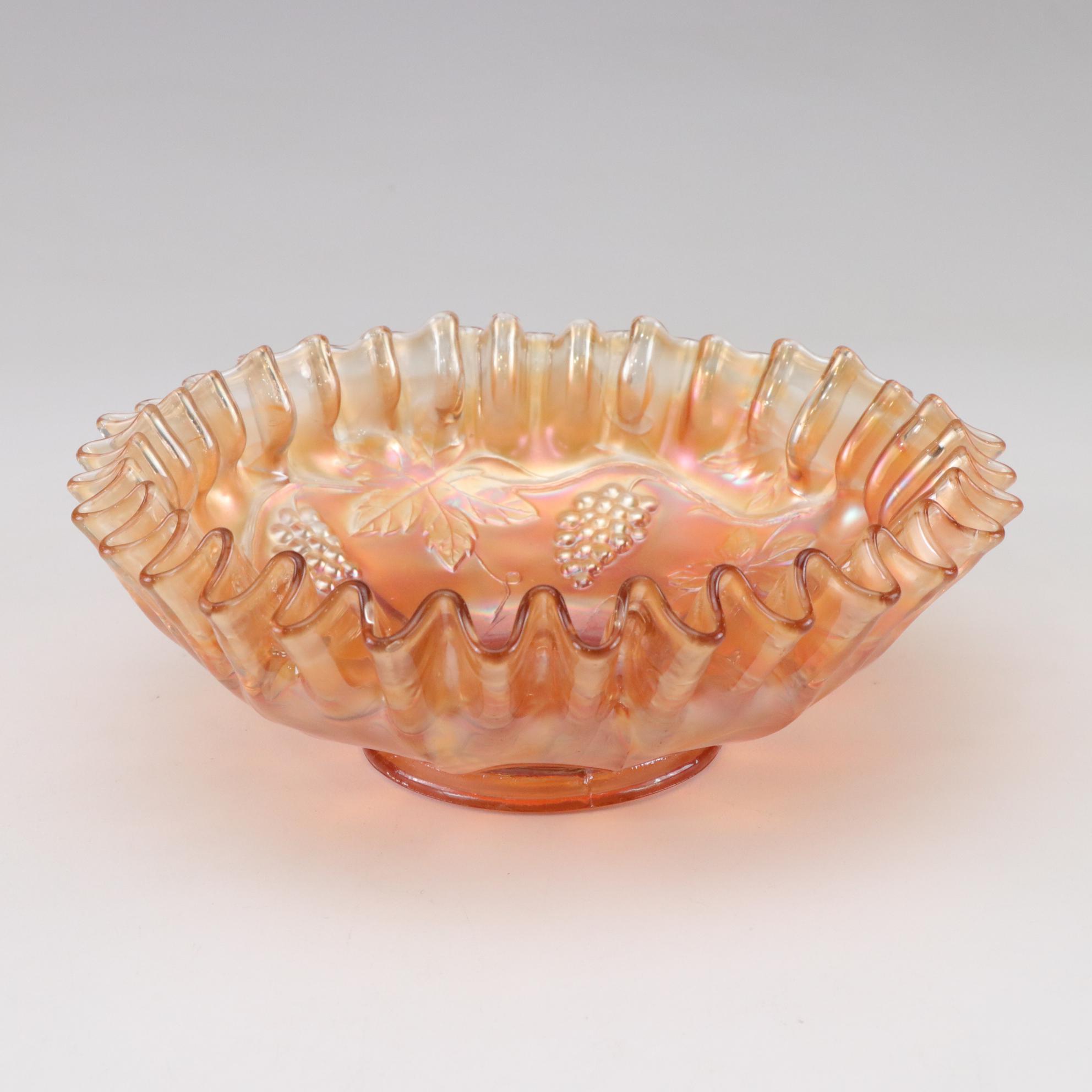 Dugan Glass "Acorn" and "Grapes" Carnival Glass Bowls