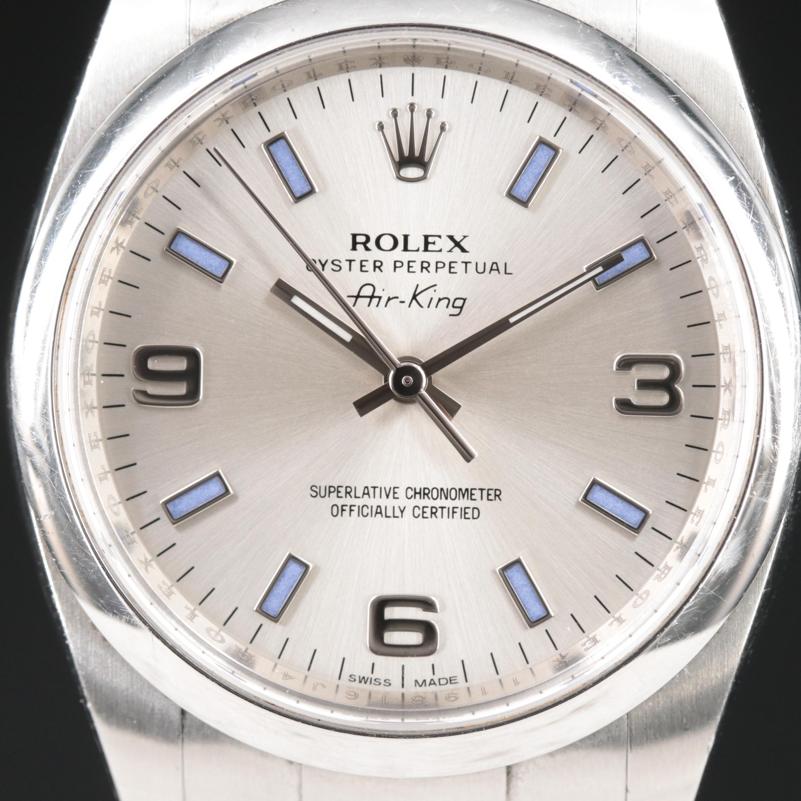 Rolex Air King Blue Bar Automatic Watch