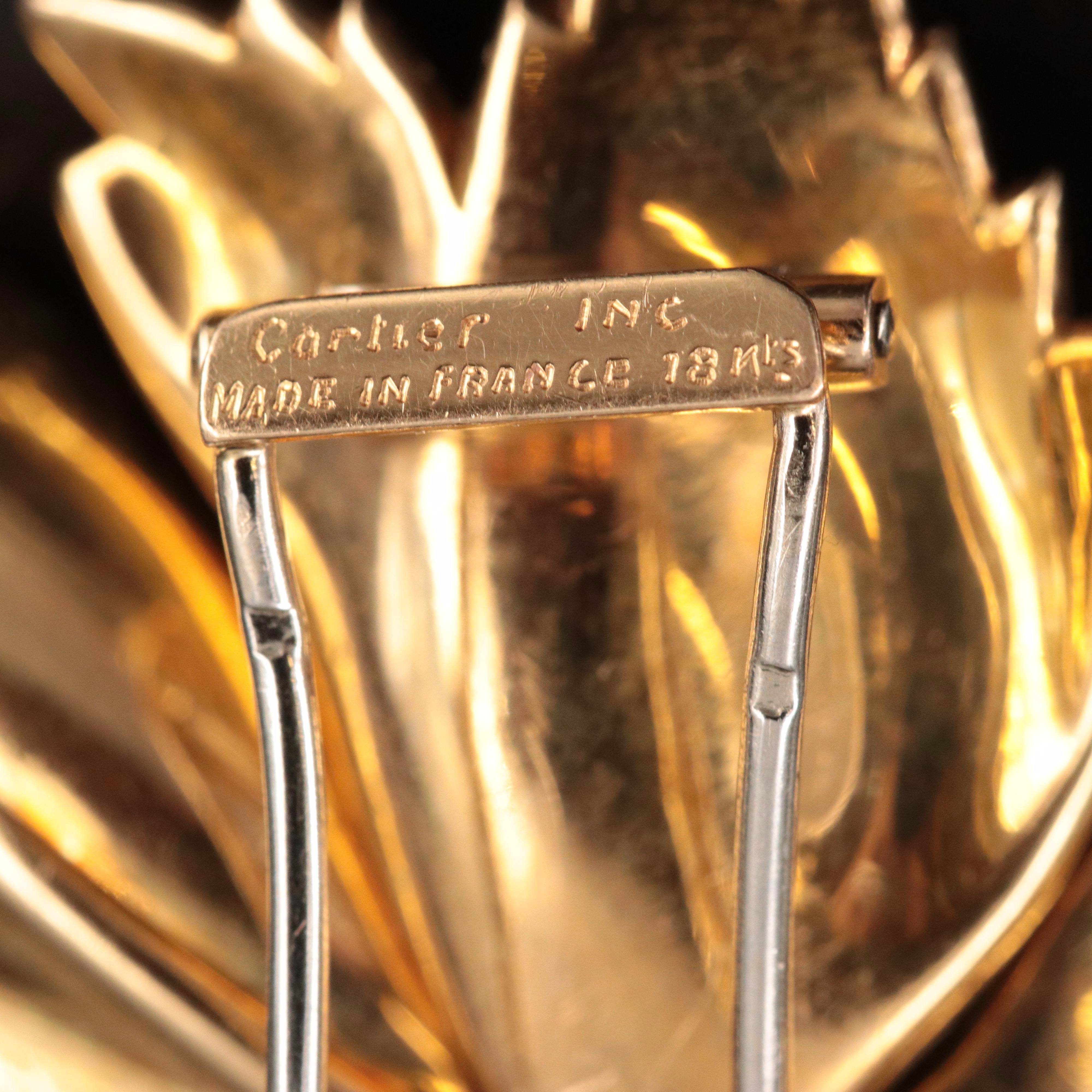 Cartier 18K Blue Sapphire and 1.76 CTW Diamond Flower Brooch with Enamel