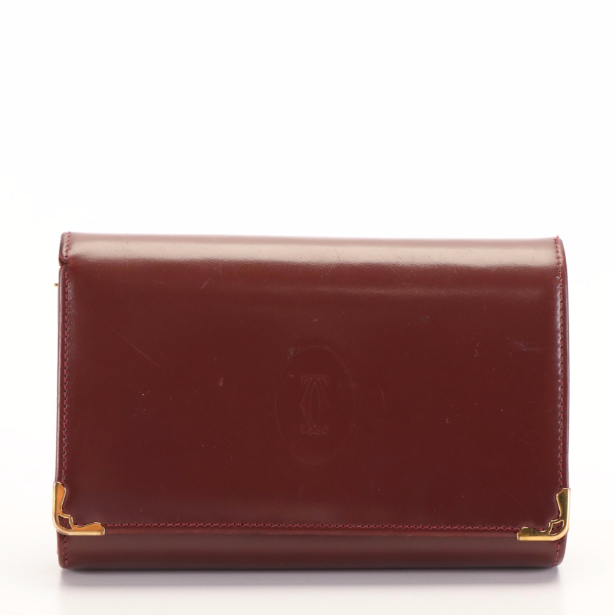 Cartier Burgundy Leather Compact Wallet