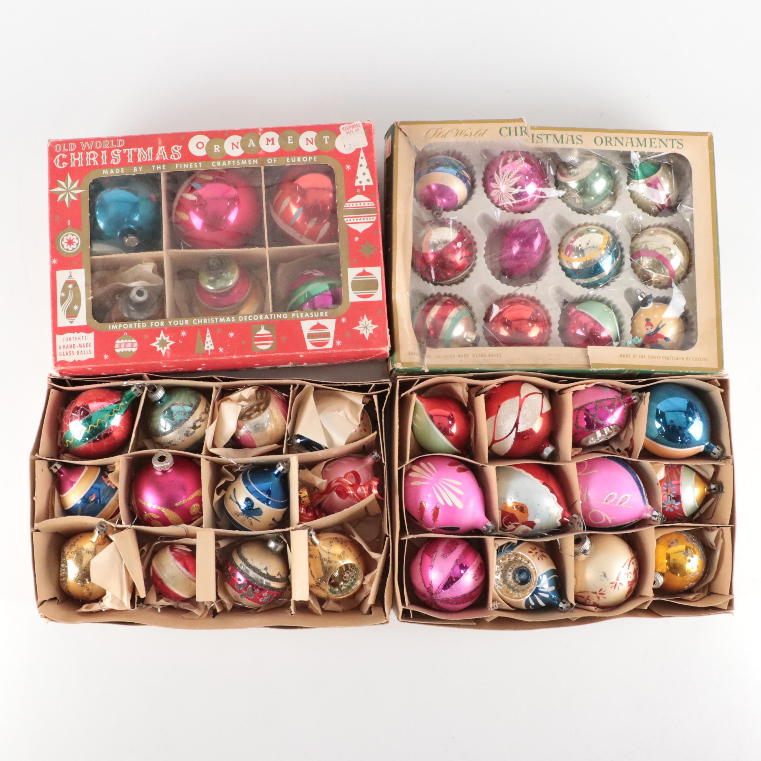 Mercury Glass Ornaments, Mid-20th Century