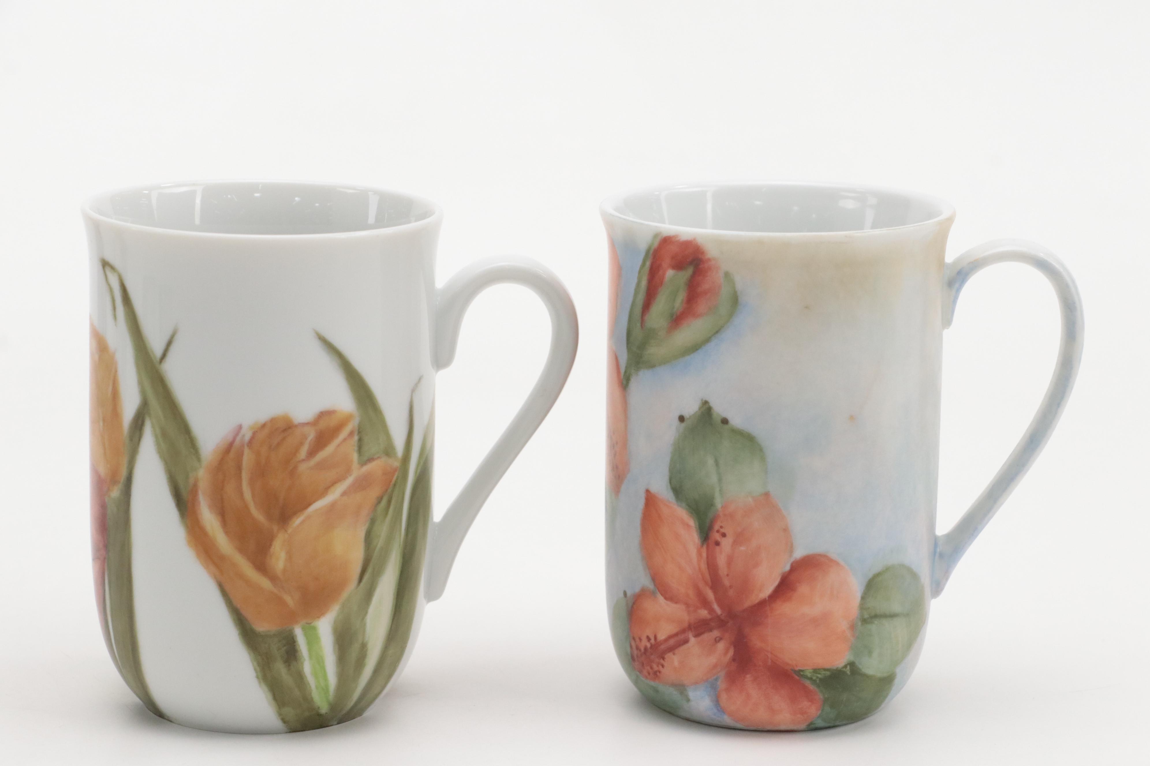 Hand-Painted Porcelain Mugs