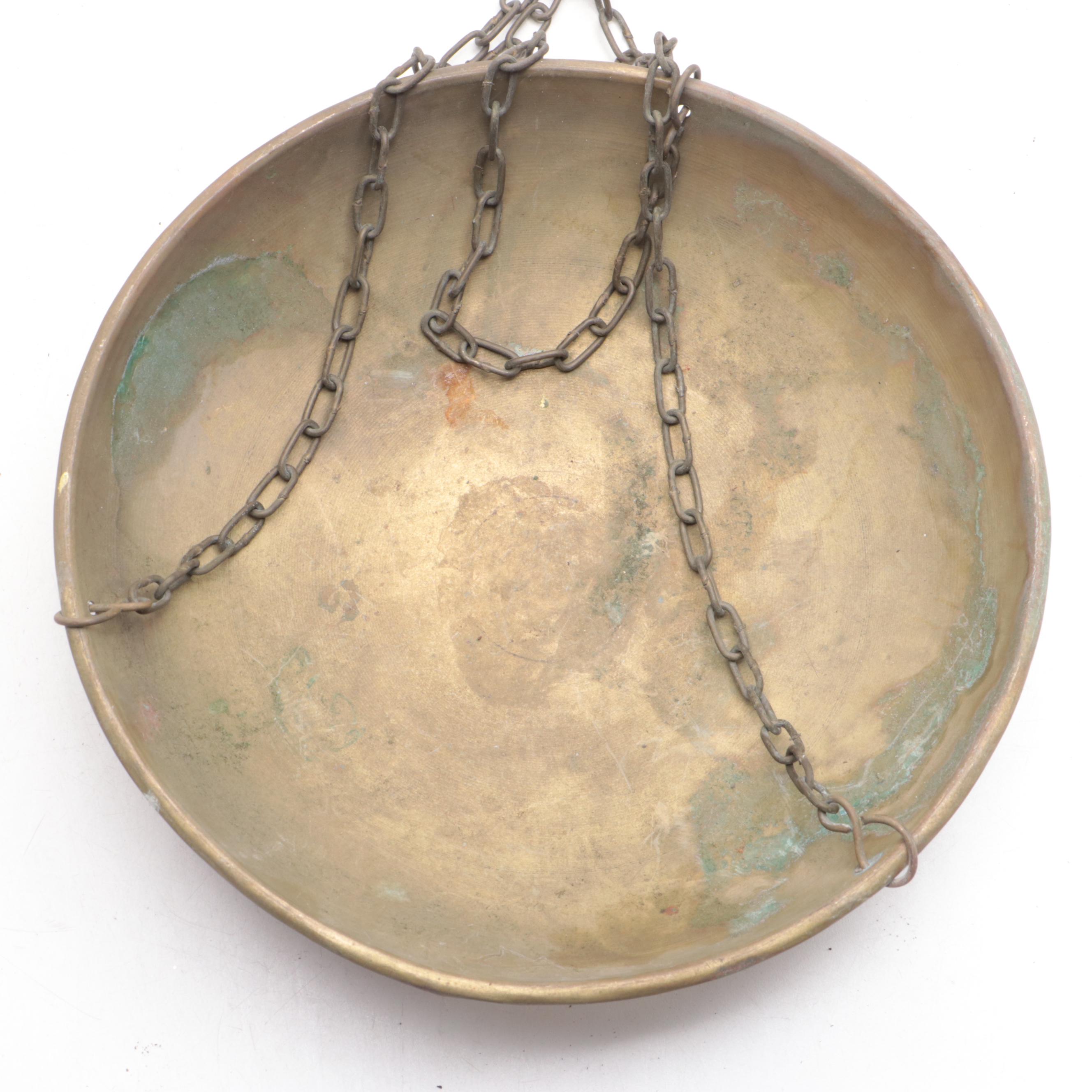 Brass Hanging Balance Beam Scale, Antique