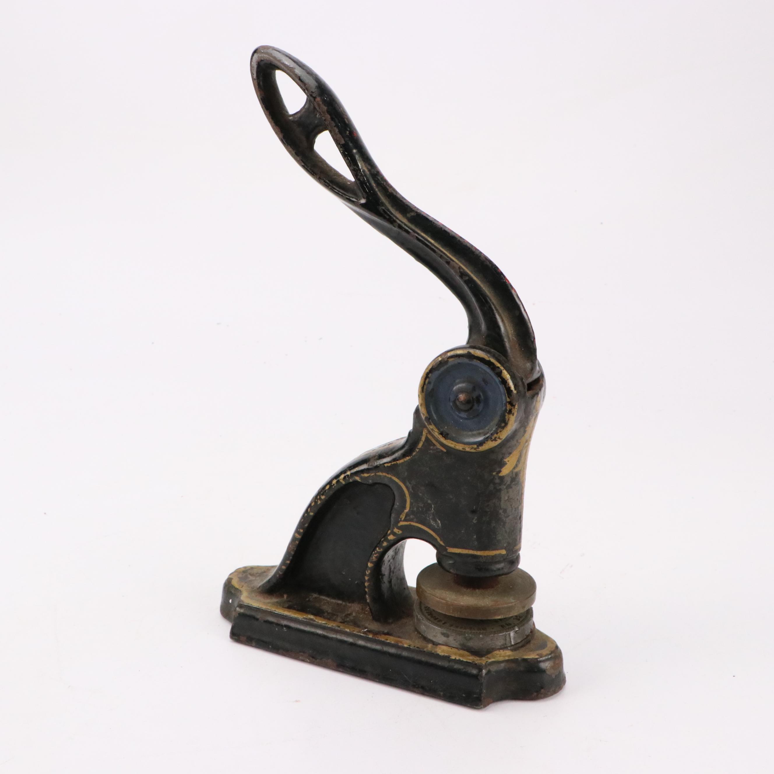 Victorian Painted Cast Iron Embosser Seal Stamp, Late 19th/ Early 20th Century