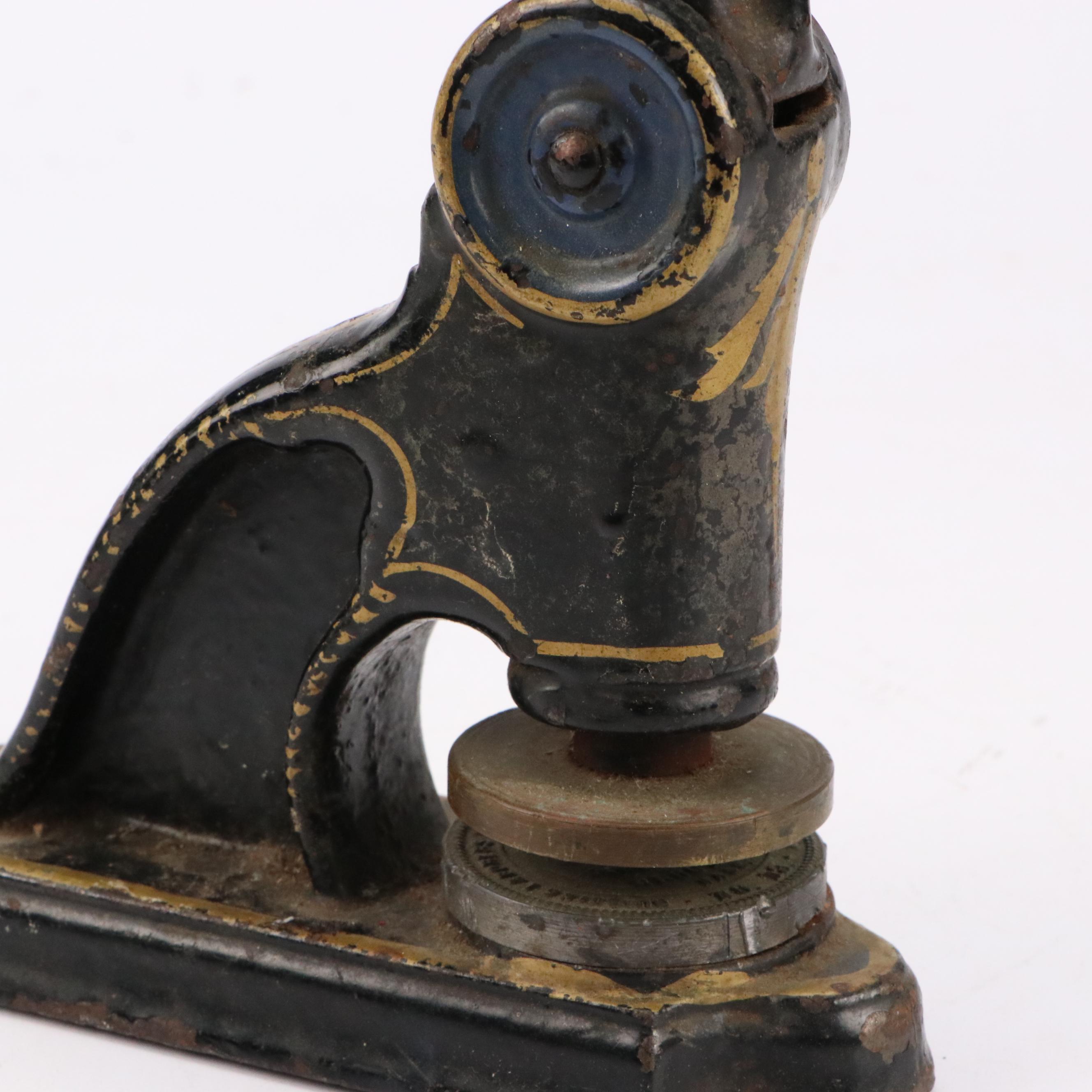Victorian Painted Cast Iron Embosser Seal Stamp, Late 19th/ Early 20th Century