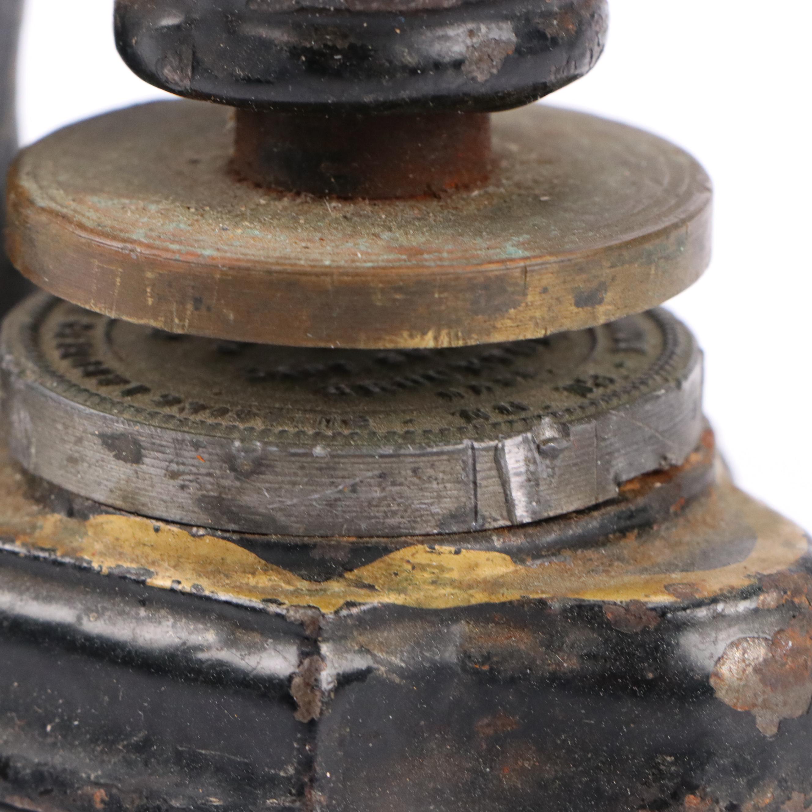 Victorian Painted Cast Iron Embosser Seal Stamp, Late 19th/ Early 20th Century