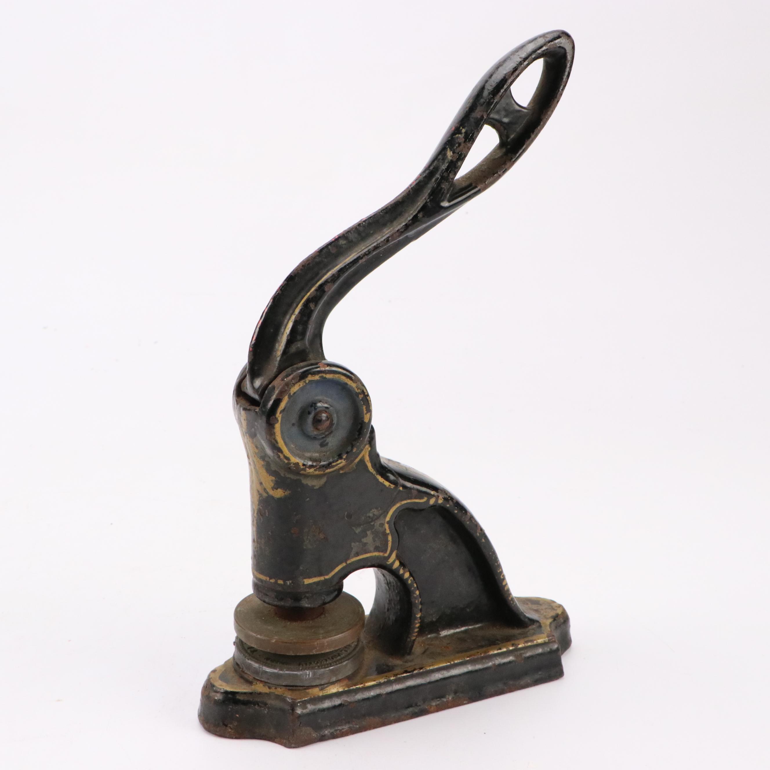 Victorian Painted Cast Iron Embosser Seal Stamp, Late 19th/ Early 20th Century