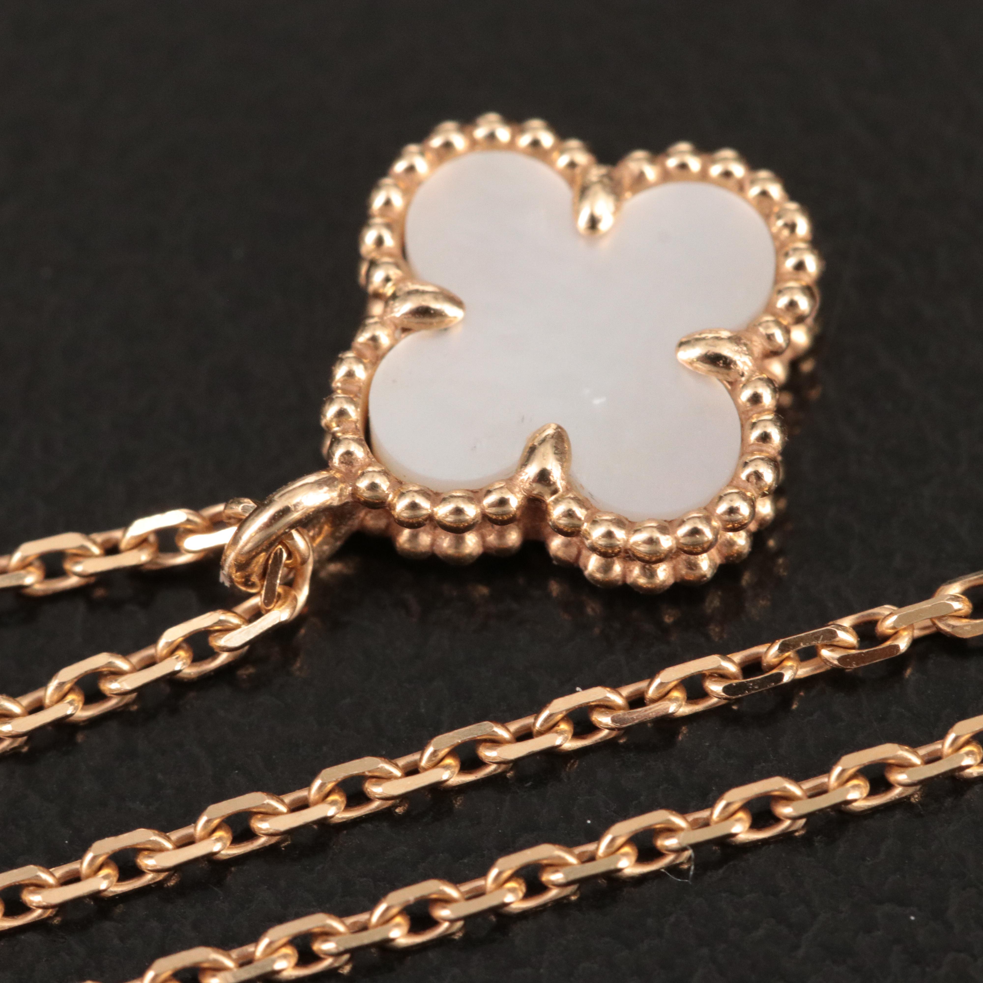 Van Cleef & Arpels Sweet Alhambra 18K Mother of Pearl Necklace
