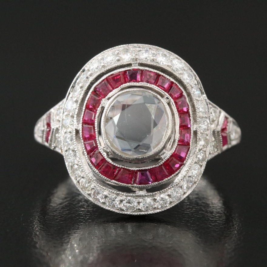 18K 0.72 CTW Diamond and Ruby Ring