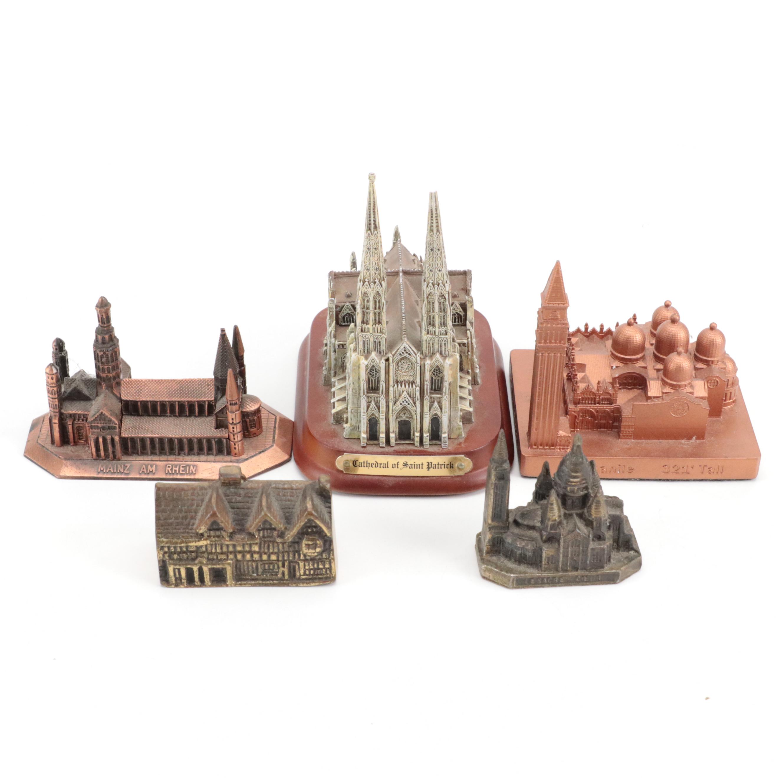 Metal St. Martinus Cathedral with Other Miniature Architectural Souvenirs