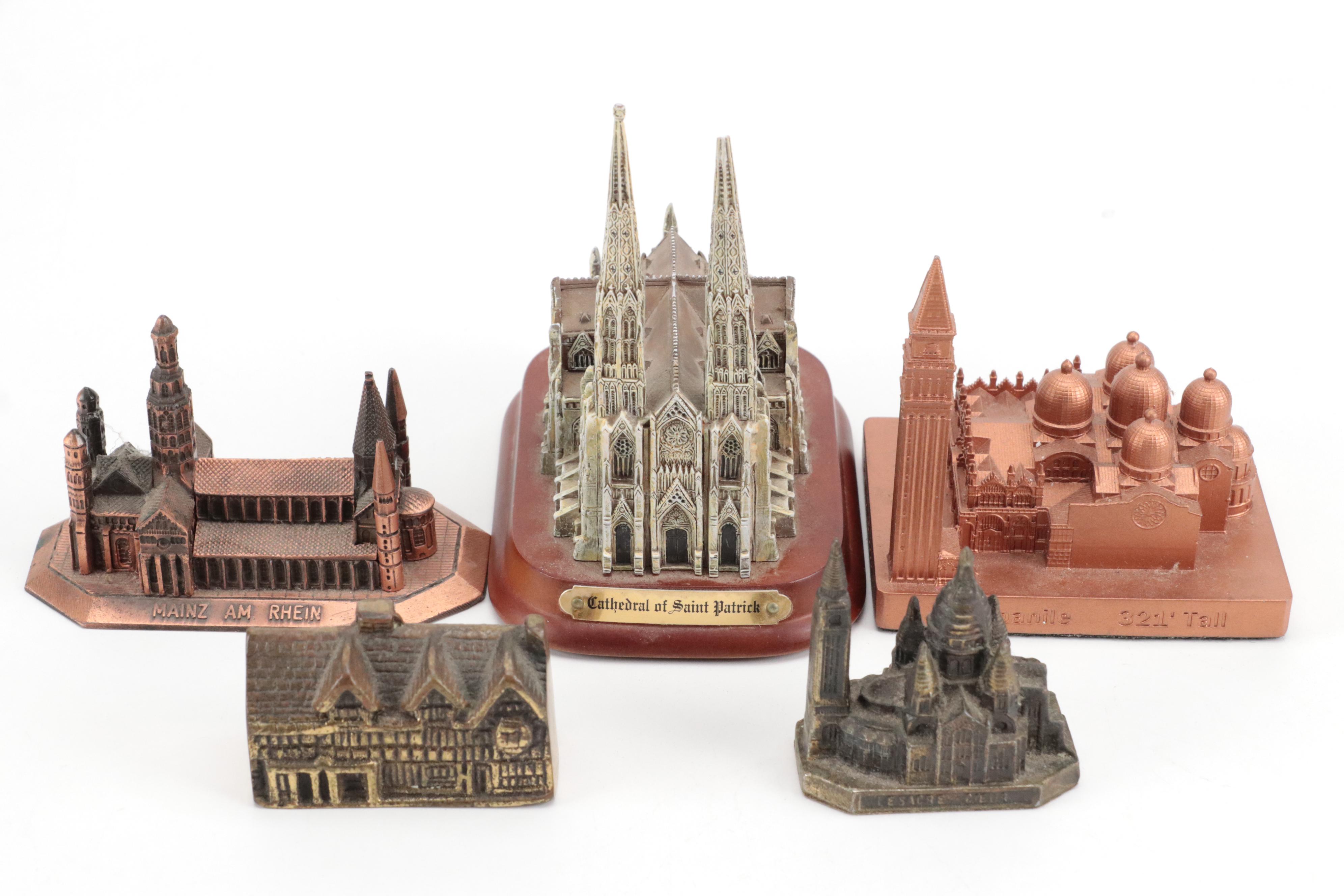 Metal St. Martinus Cathedral with Other Miniature Architectural Souvenirs