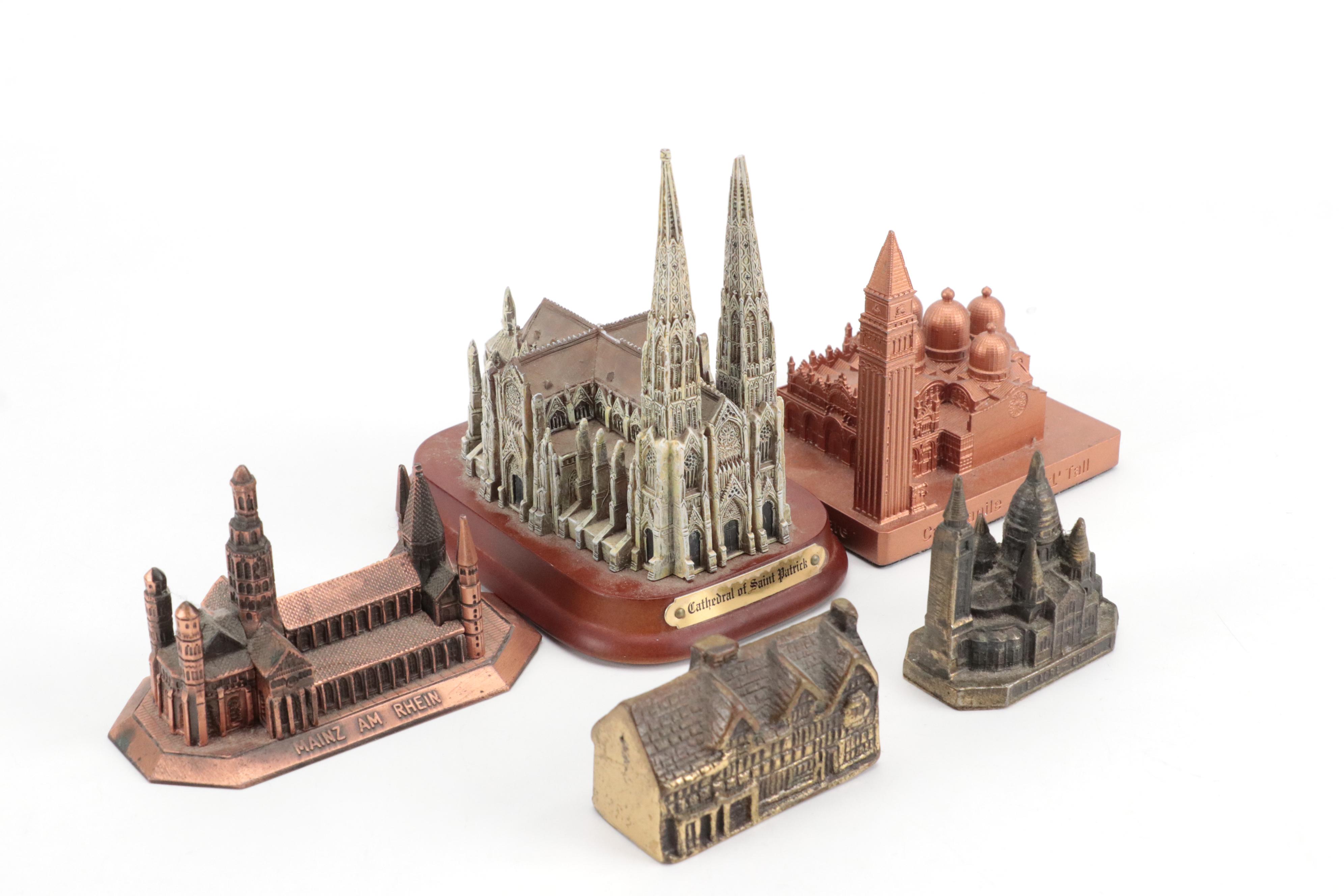 Metal St. Martinus Cathedral with Other Miniature Architectural Souvenirs