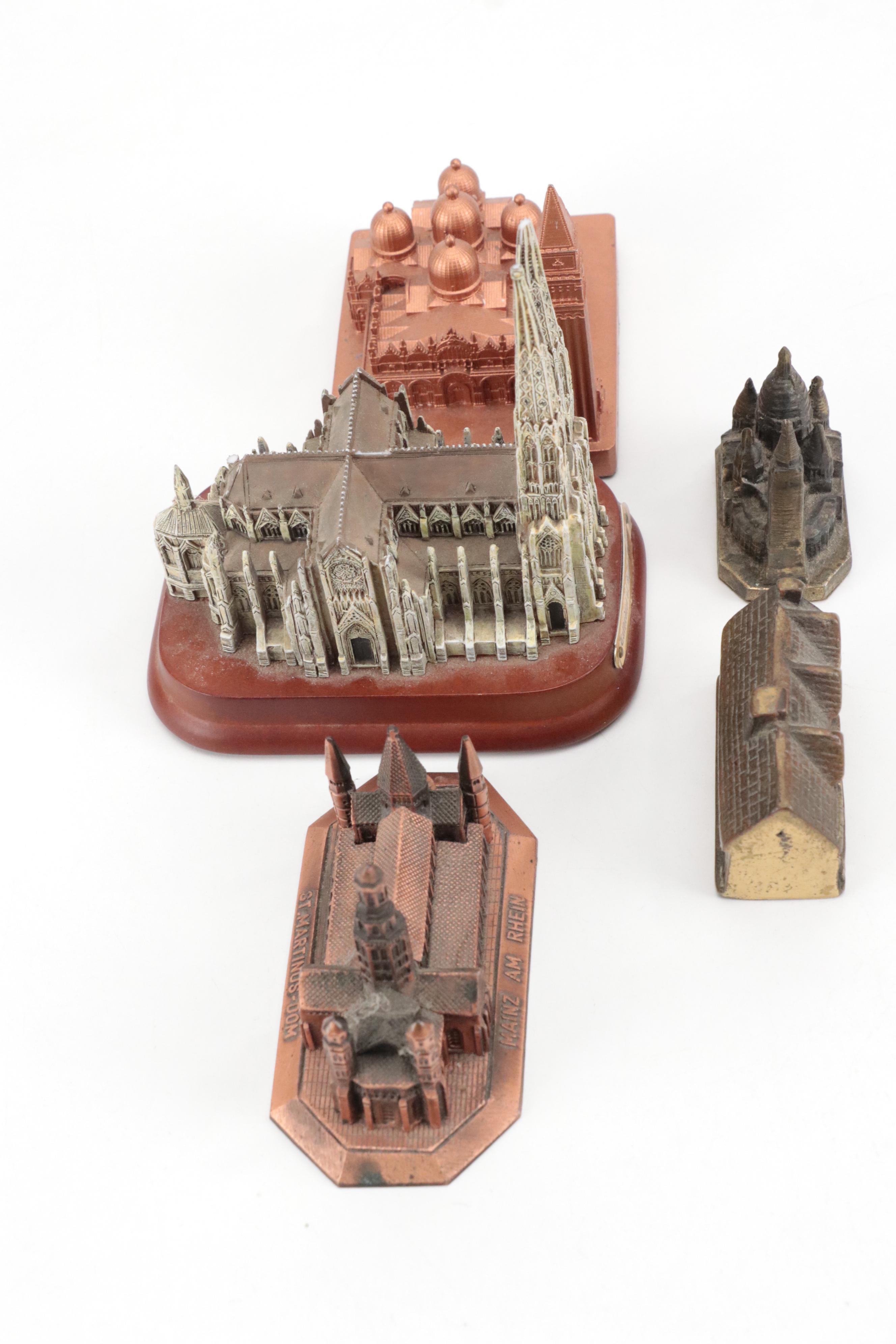 Metal St. Martinus Cathedral with Other Miniature Architectural Souvenirs