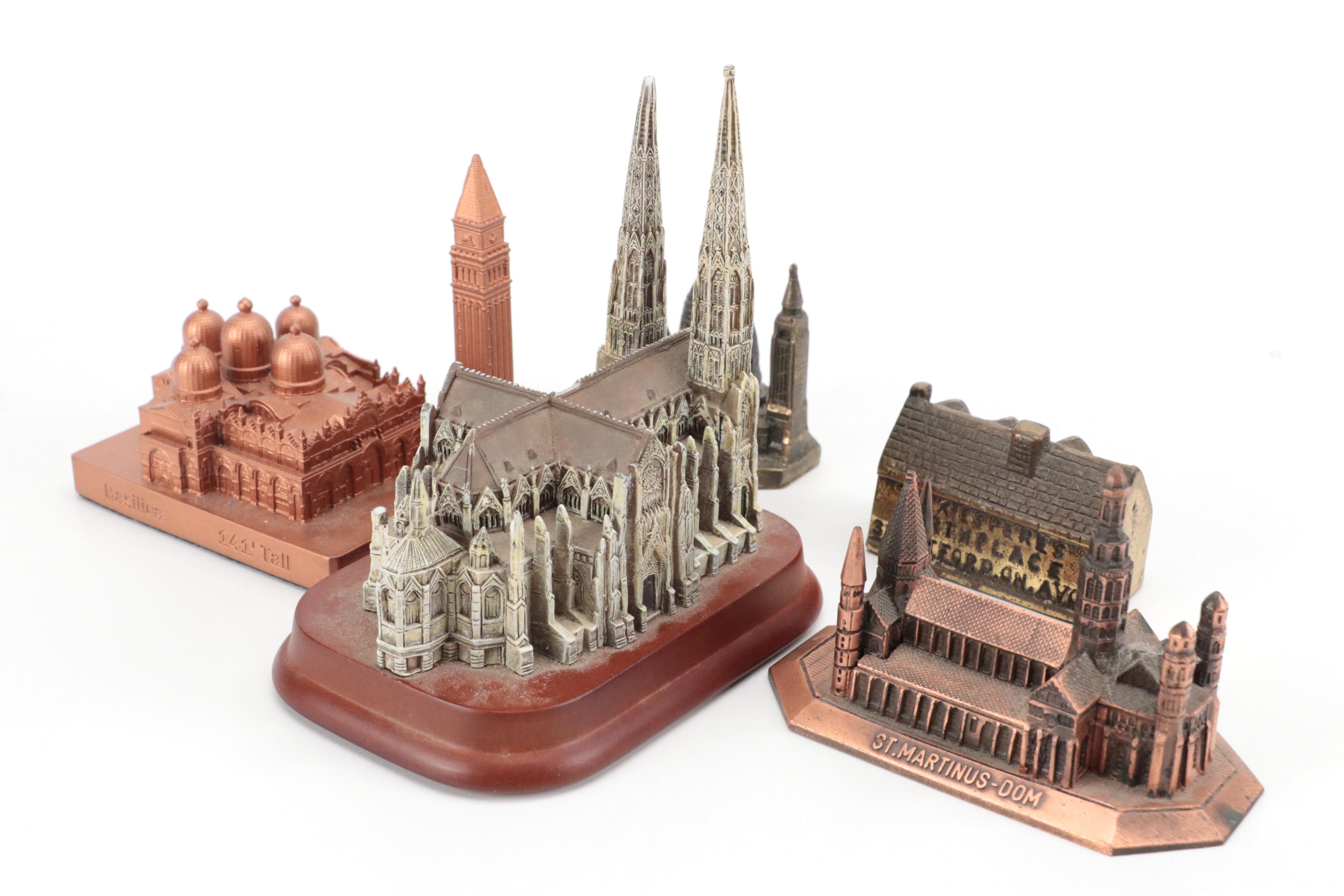 Metal St. Martinus Cathedral with Other Miniature Architectural Souvenirs