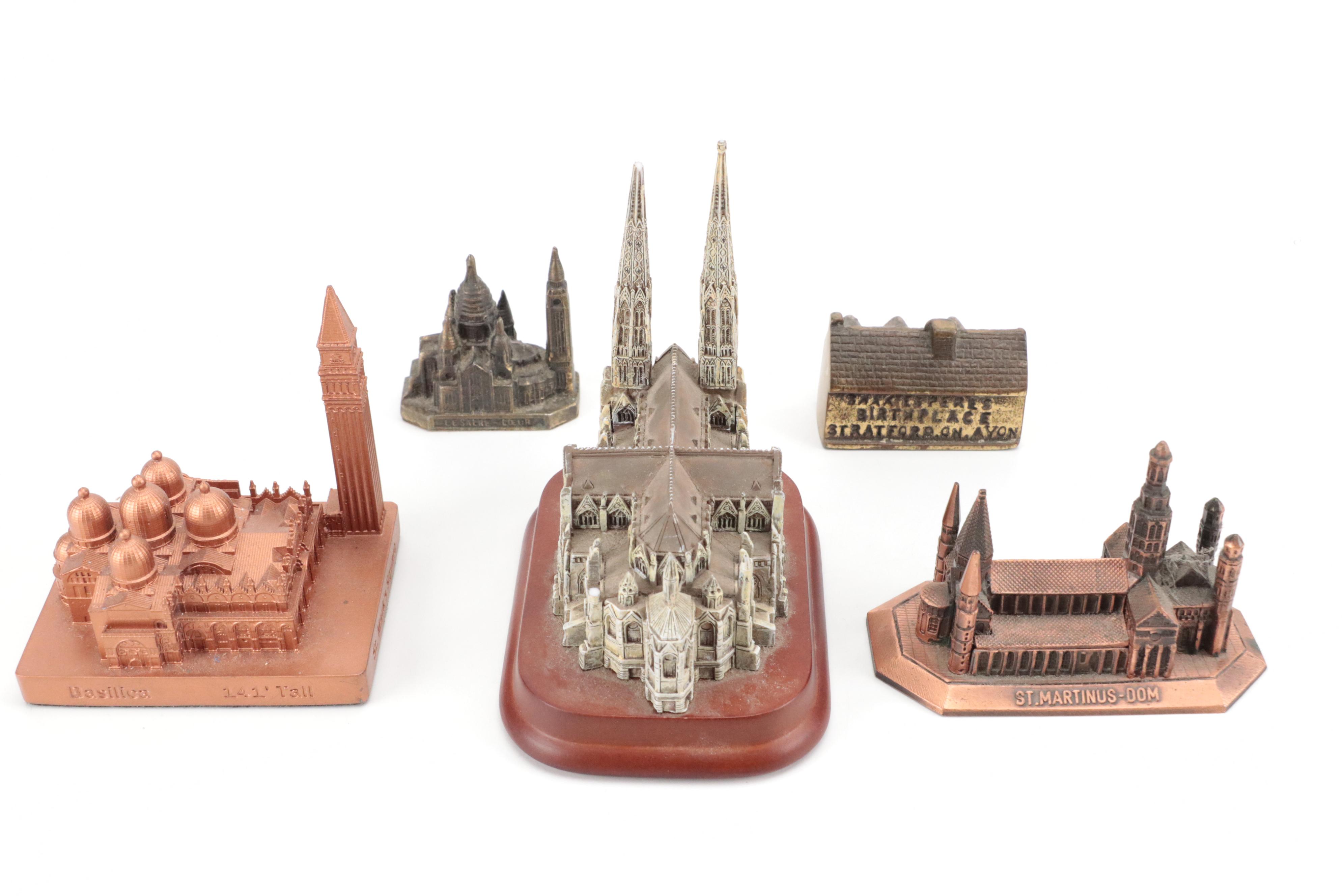 Metal St. Martinus Cathedral with Other Miniature Architectural Souvenirs