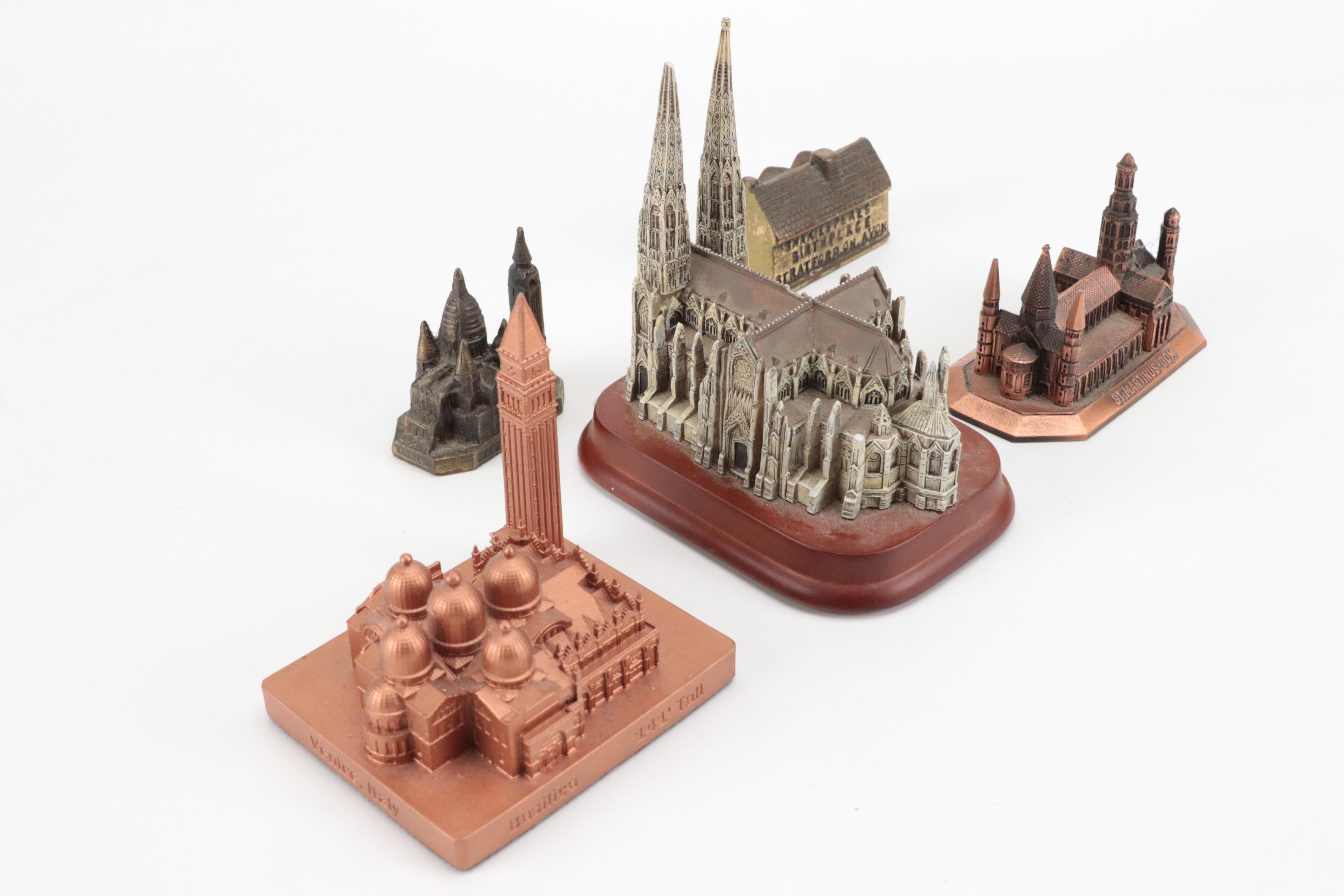 Metal St. Martinus Cathedral with Other Miniature Architectural Souvenirs