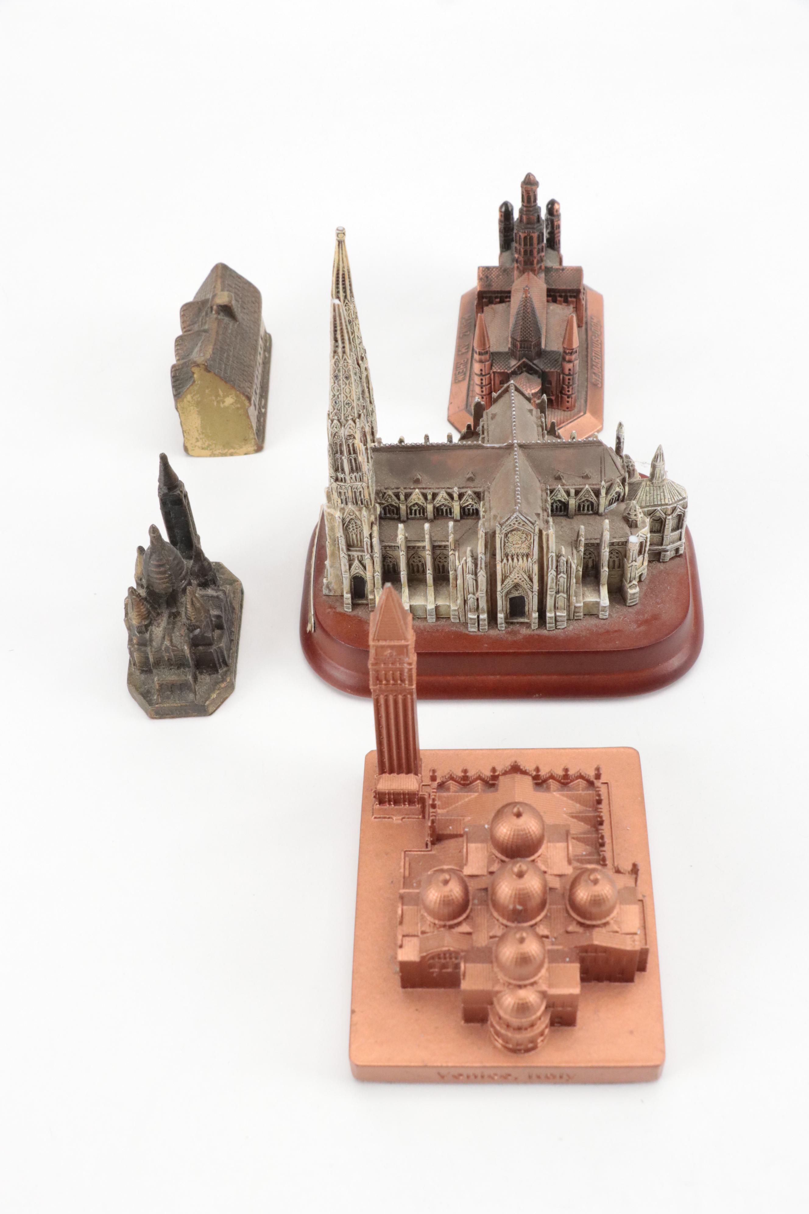Metal St. Martinus Cathedral with Other Miniature Architectural Souvenirs