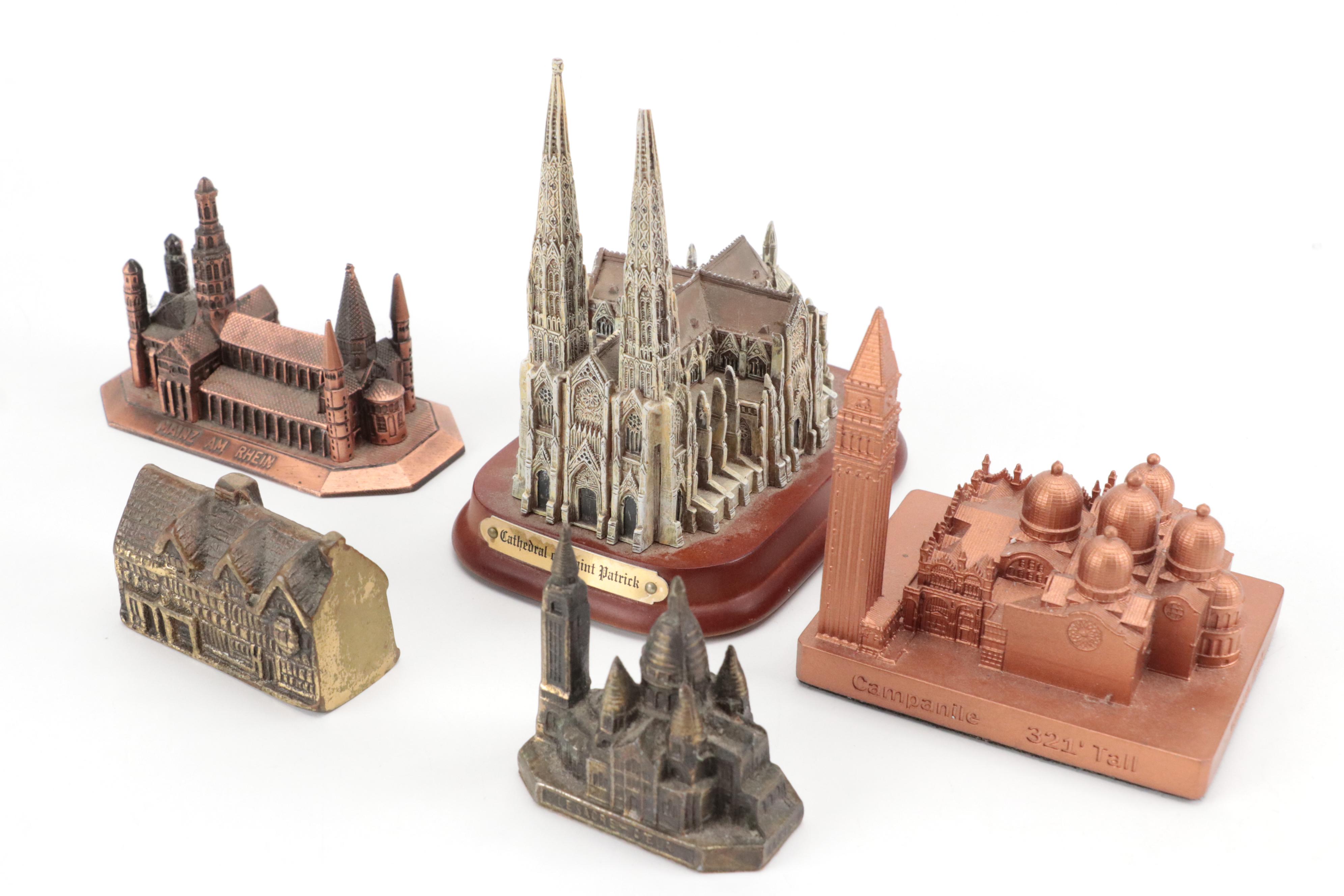 Metal St. Martinus Cathedral with Other Miniature Architectural Souvenirs
