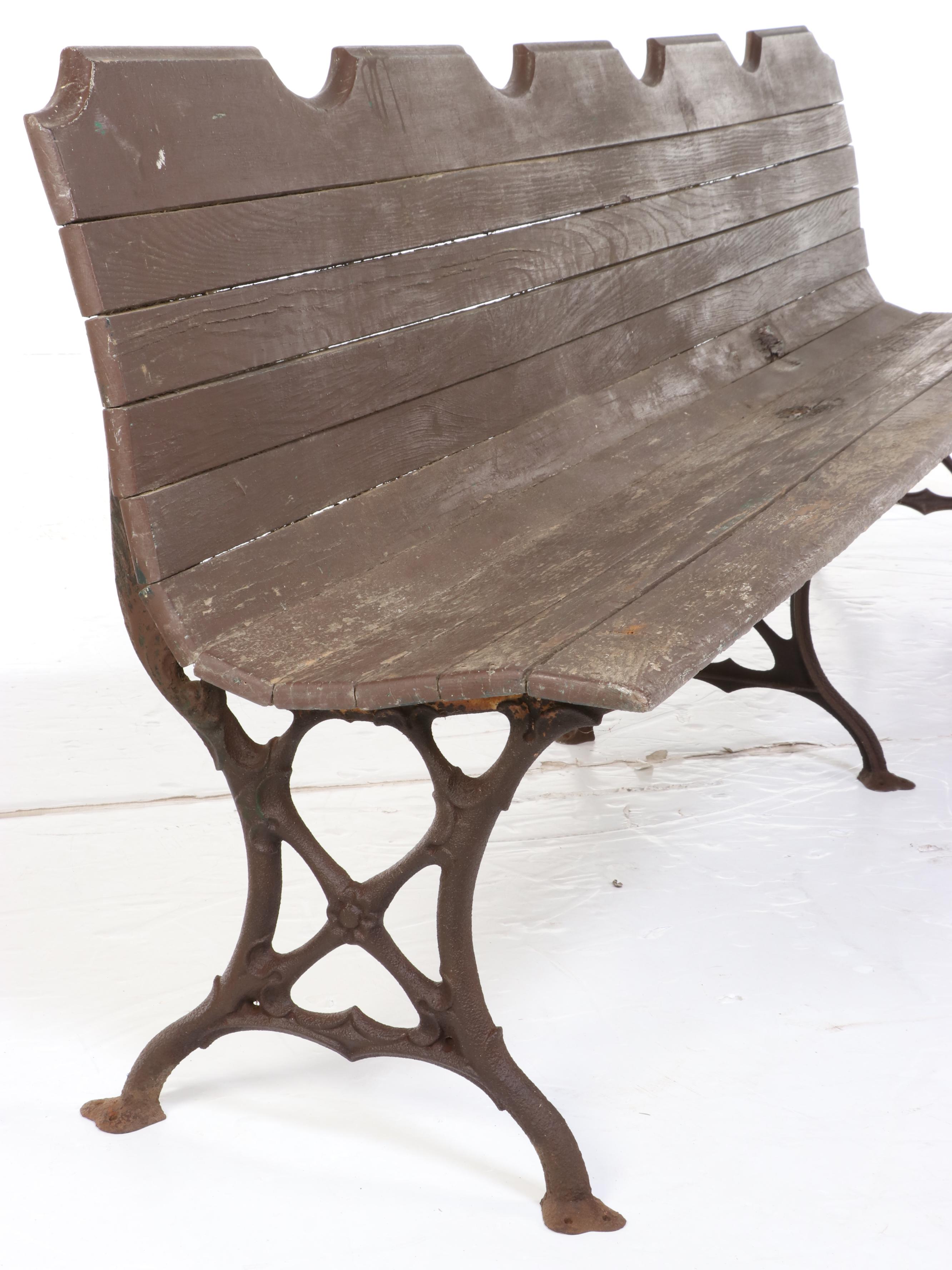 Victorian Iron and Wood Park Bench, Circa 1900