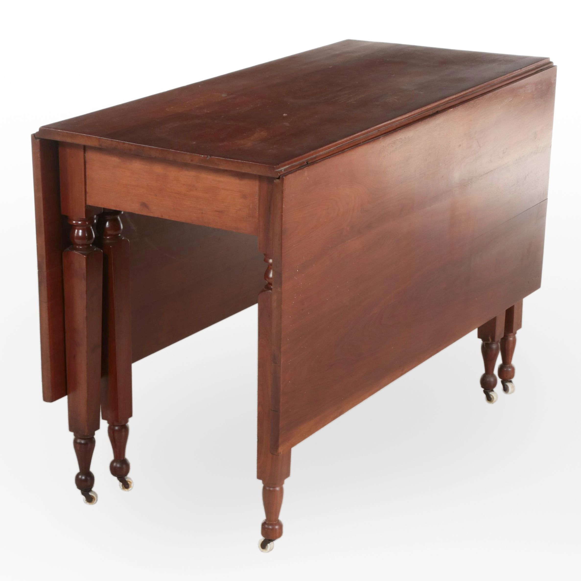 American Primitive Walnut Drop-Leaf Dining Table, 19th Century