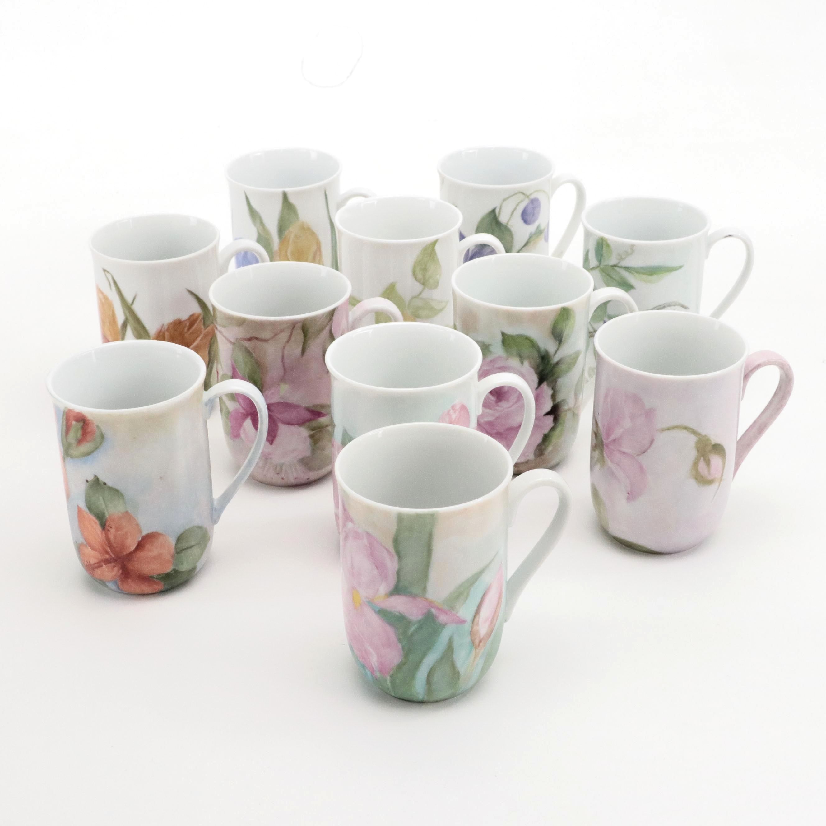 Hand-Painted Porcelain Mugs