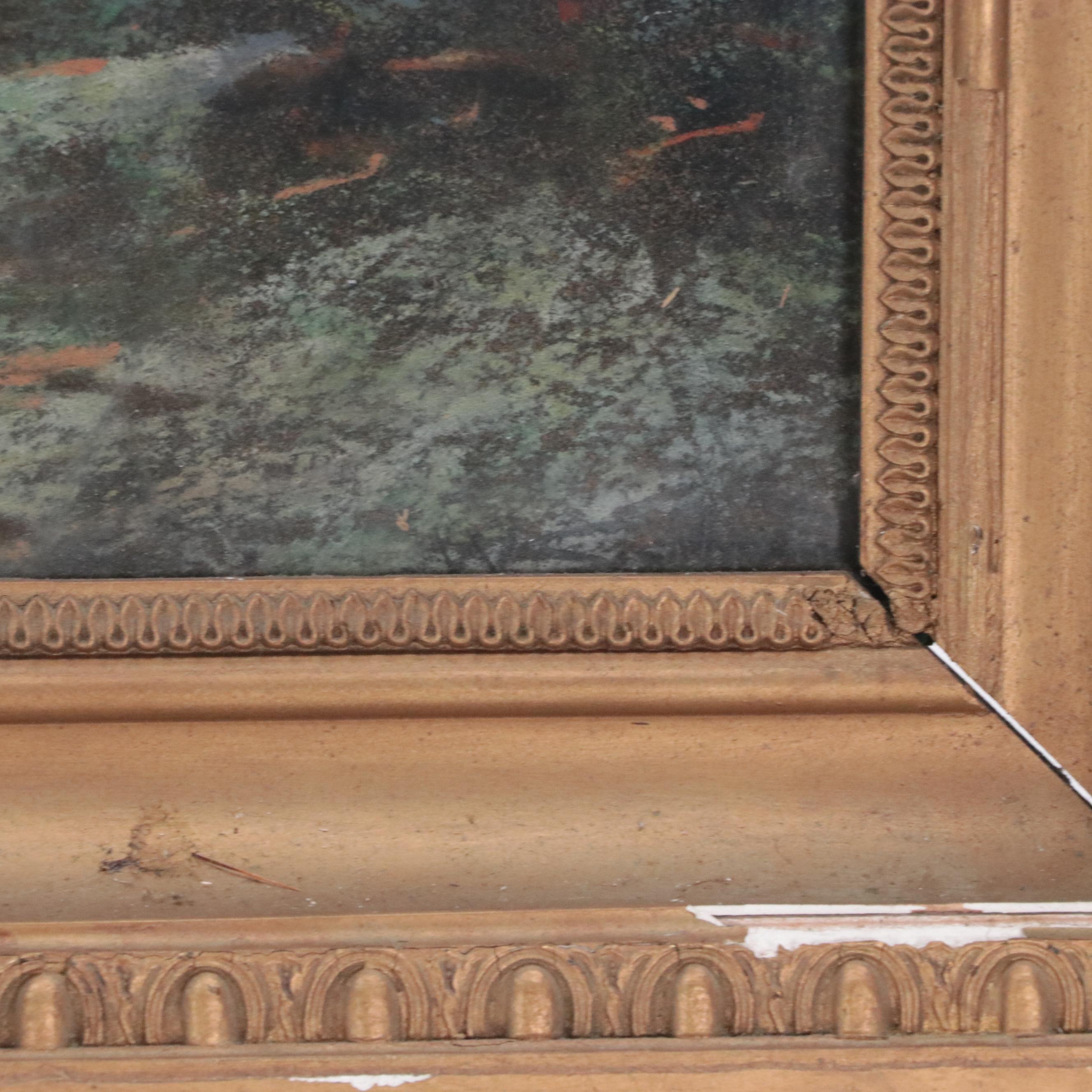 Wooded River Landscape Chalk Pastel Drawing