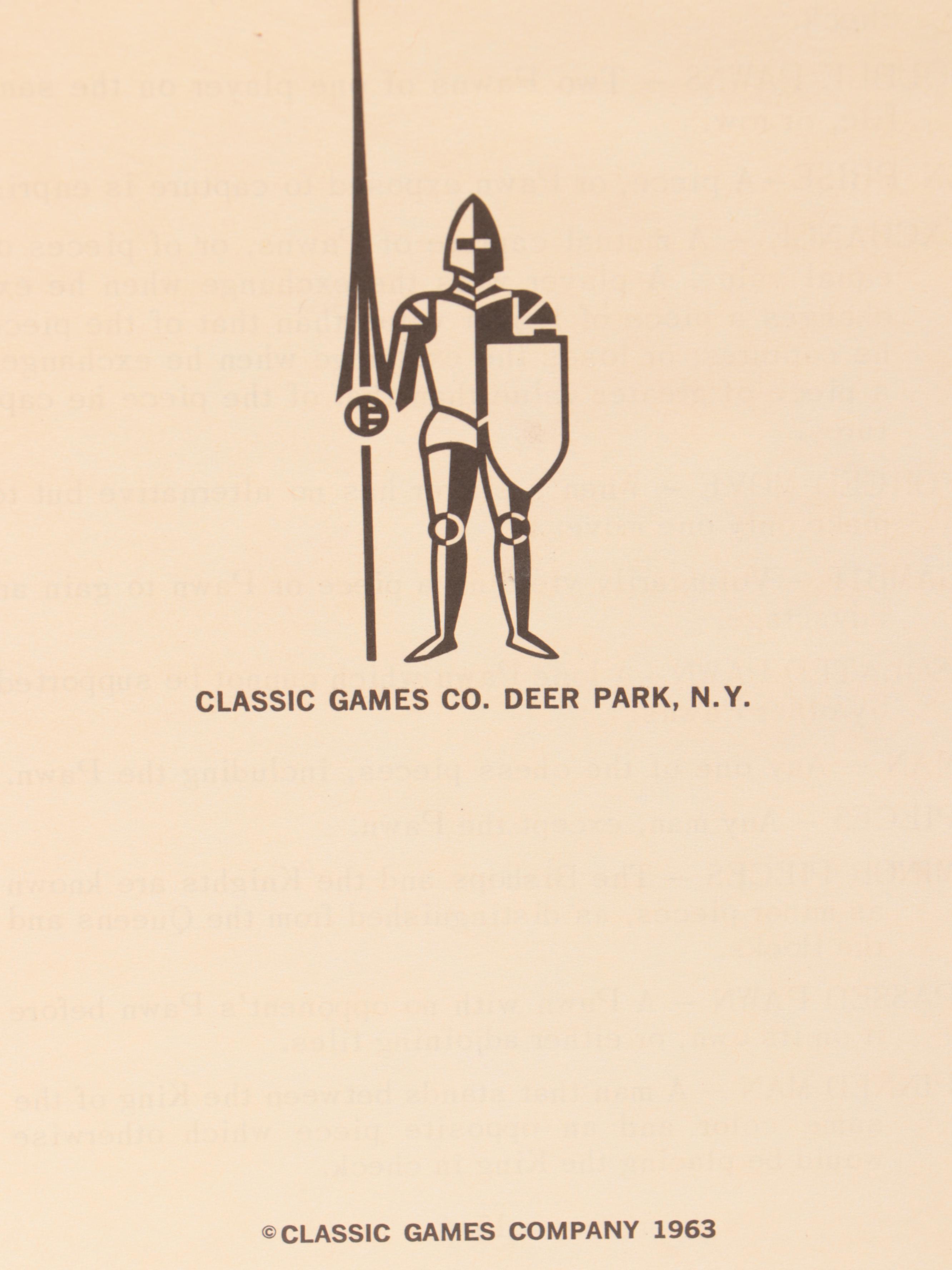 Classic Games Ancient Rome Chess Set, Mid-20th Century