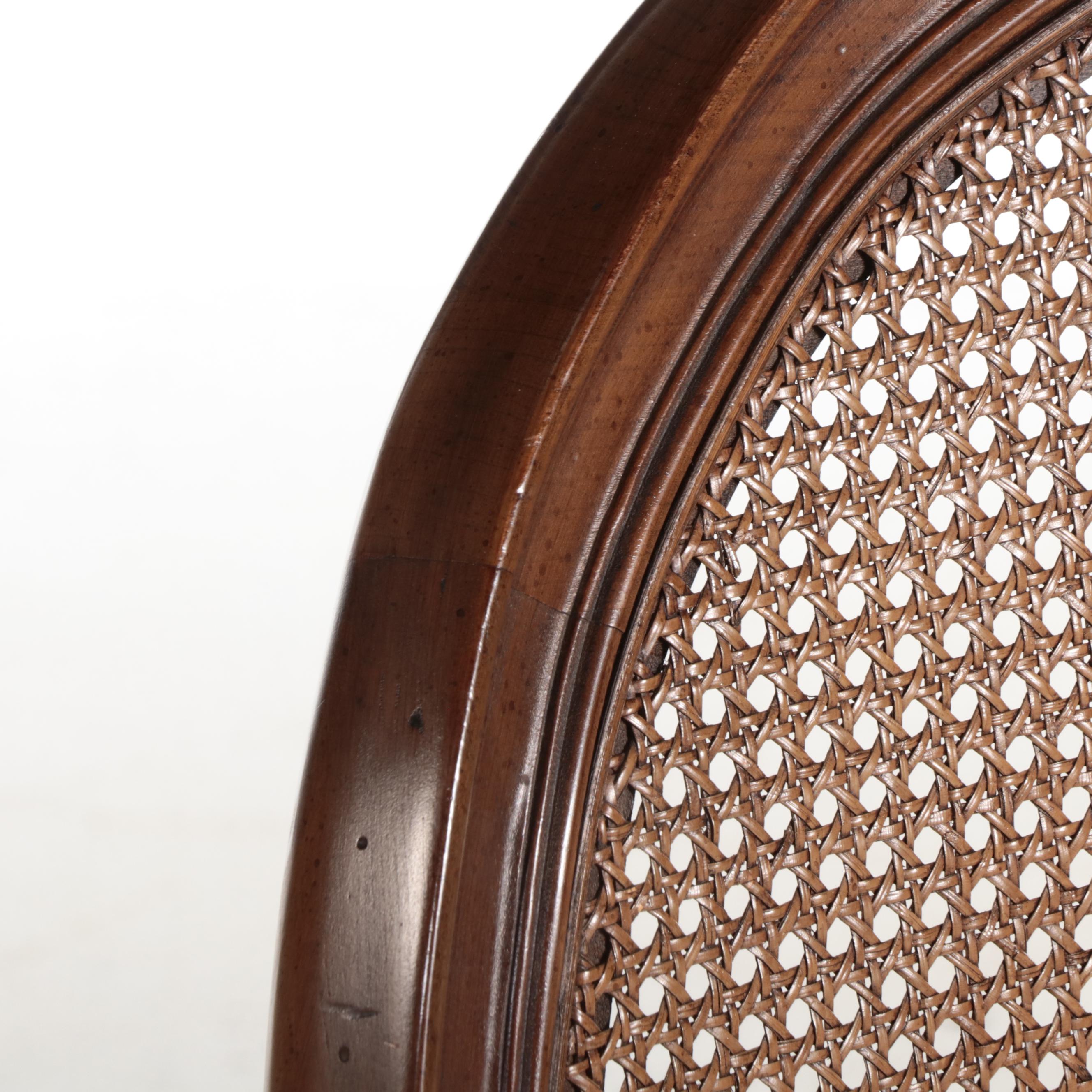 Three Louis XV Style Cherrywood, Caned, and Custom-Upholstered Side Chairs