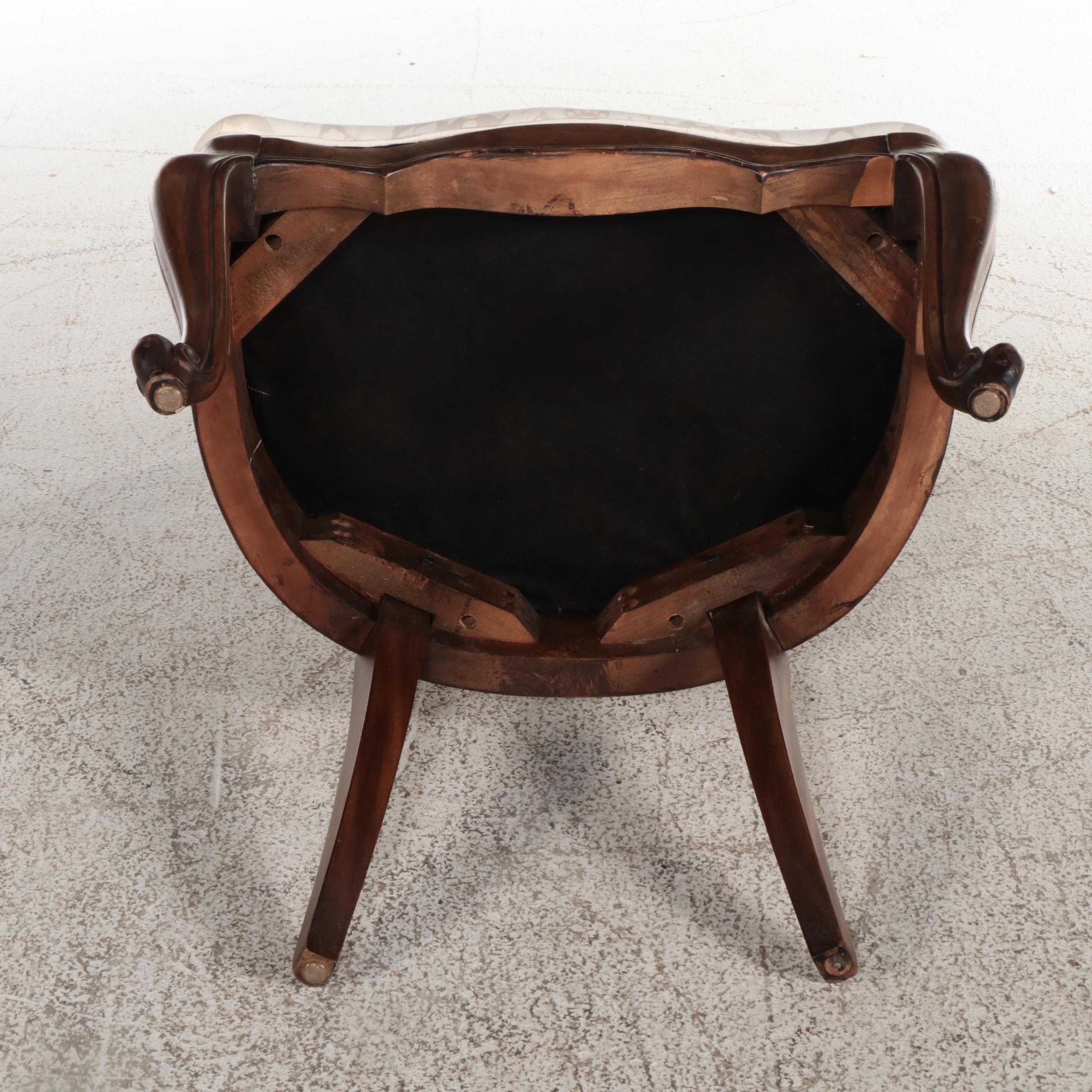 Three Louis XV Style Cherrywood, Caned, and Custom-Upholstered Side Chairs